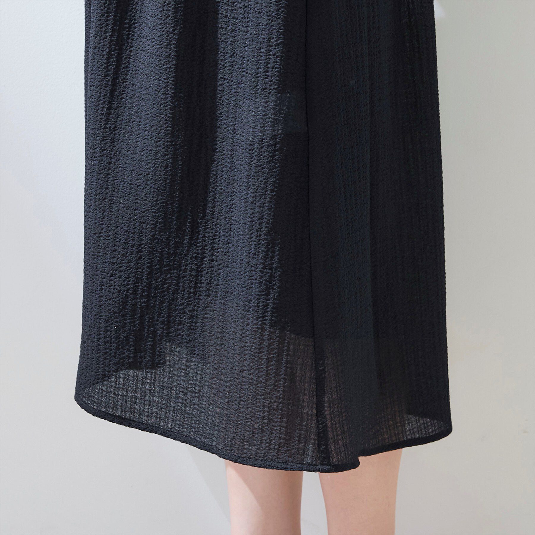 INDIVI「【洗える】無地＆チェーン柄 シャーリングサッカーワンピース」|ワンピース|