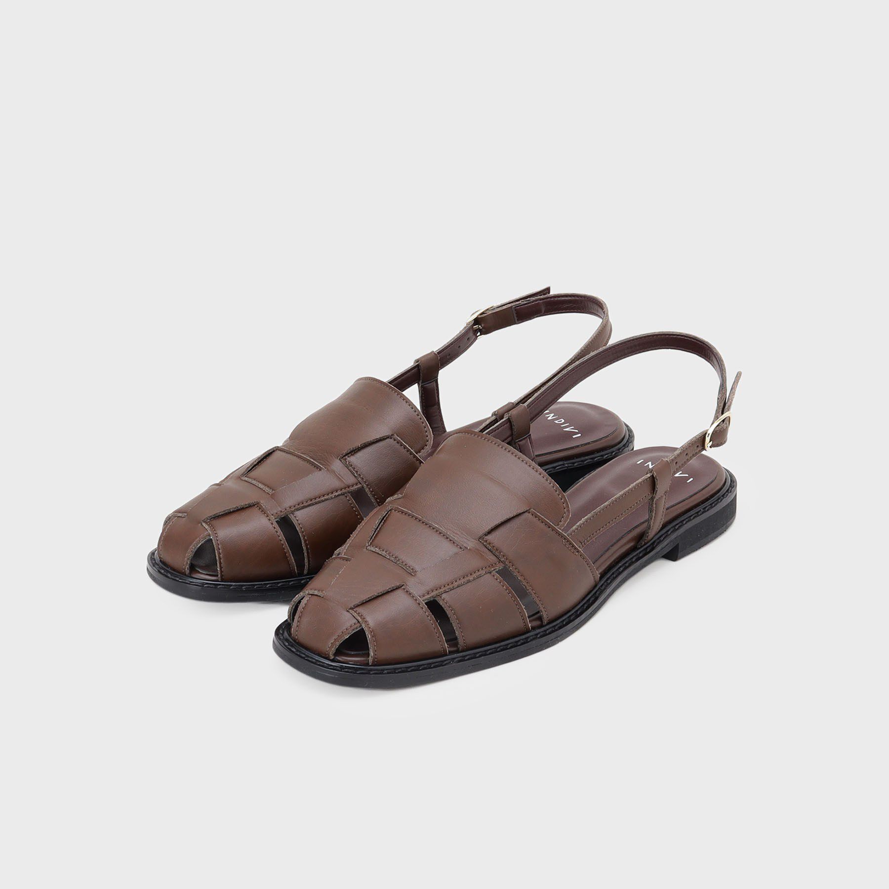 INDIVI「【合皮】きれいめグルカサンダル」|サンダル|ブラウン(044)