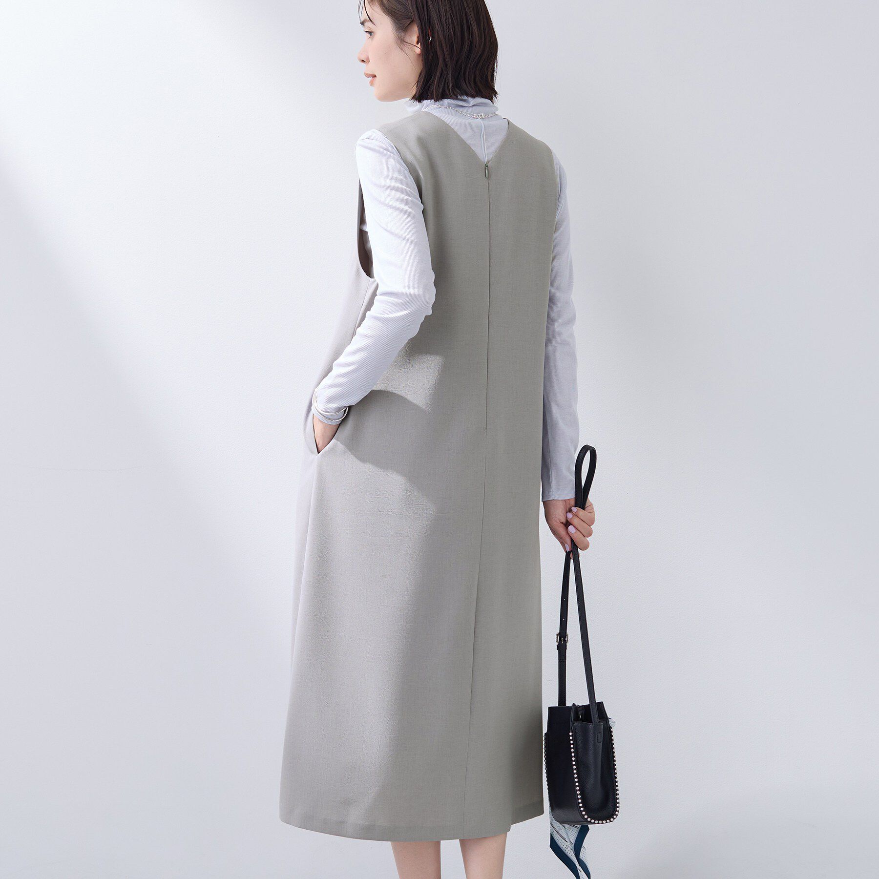 INDIVI「【洗える／SETUP可能／UVケア】ウール調ジャンパードレス」|ワンピース|