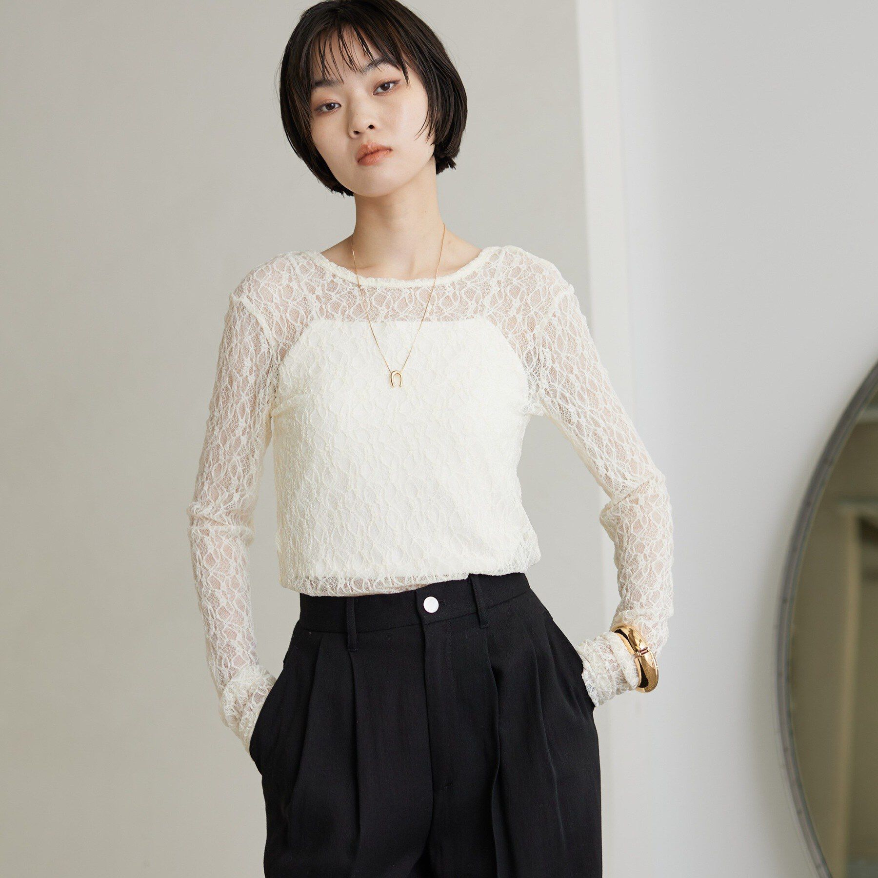 GALLEST「【一部店舗限定】バックオープンレースカットソー」|Tシャツ・カットソー|