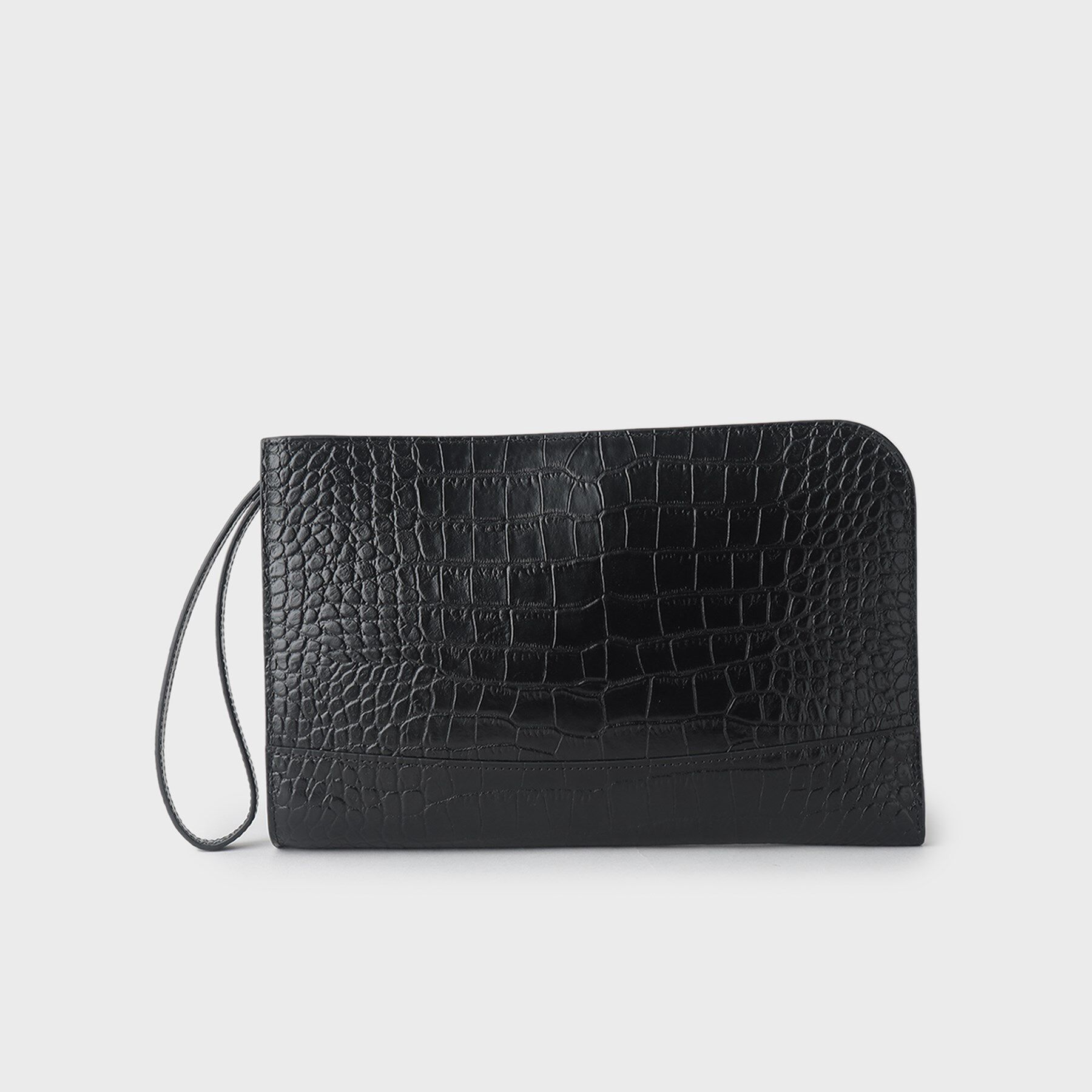 TAKEO KIKUCHI「【冠婚葬祭】ブラックレザー クラッチバッグ」|クラッチバッグ|クロコ ブラック(7