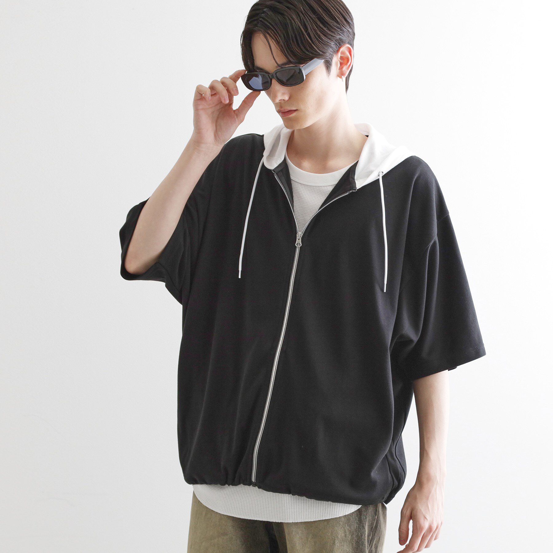 tk.TAKEO KIKUCHI「ドルマンジップパーカ」|パーカー|ブラック(519)