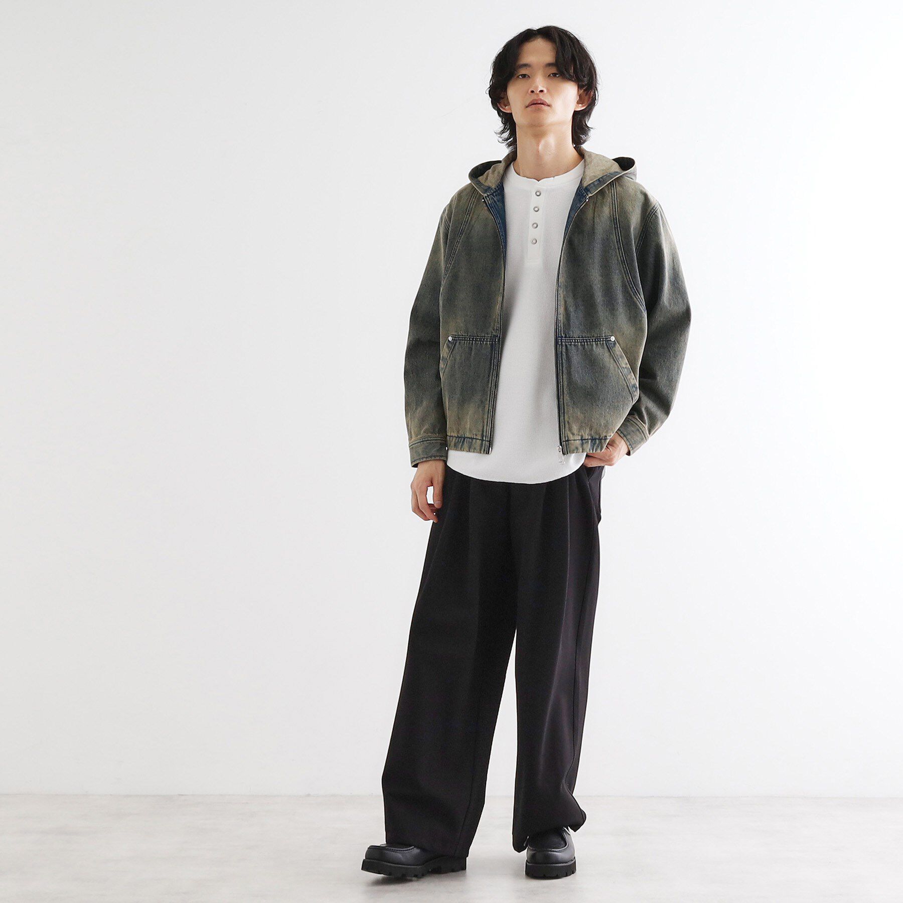 tk.TAKEO KIKUCHI「ヴィンテージライクデニムジップパーカ」|パーカー|