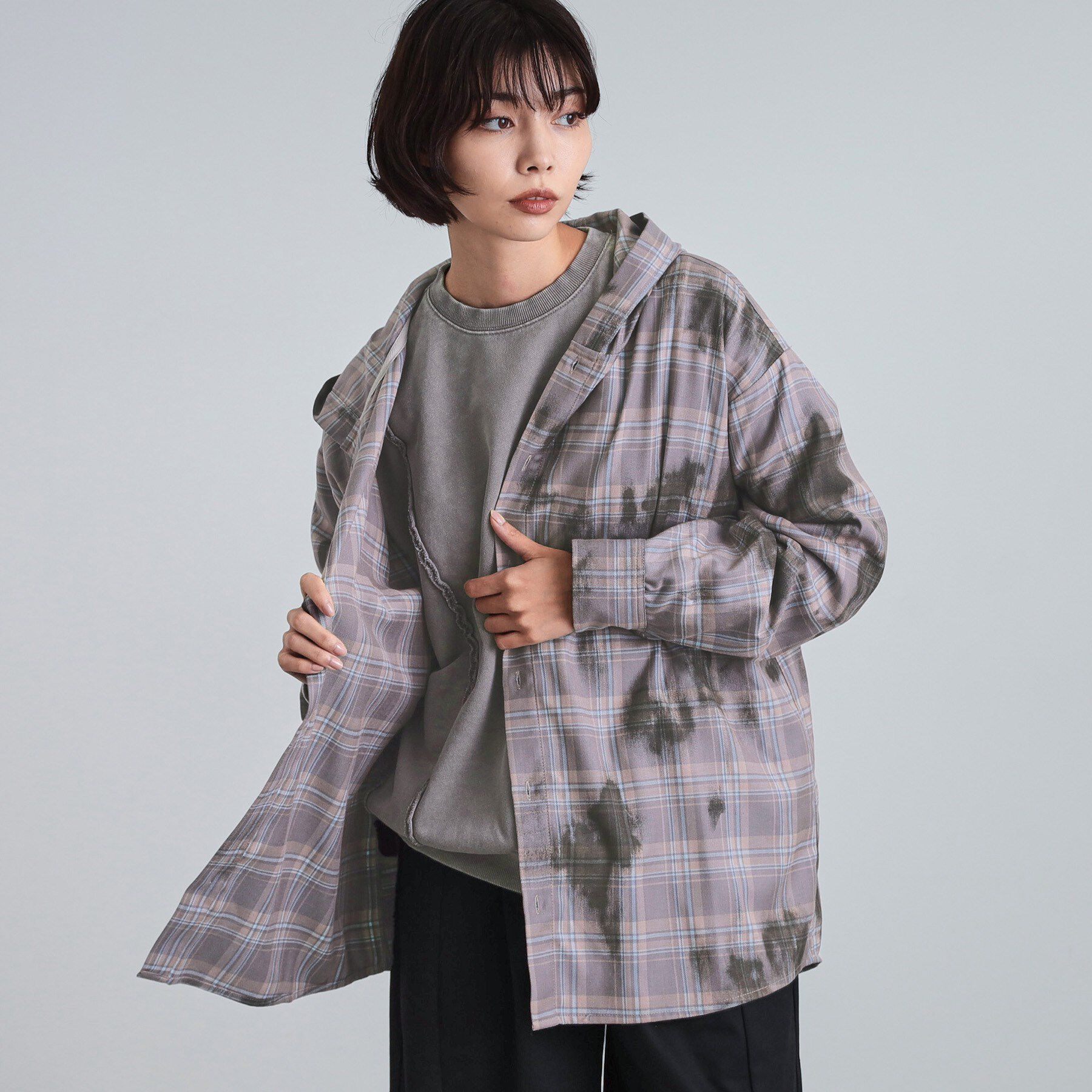 tk.TAKEO KIKUCHI「ヴィンテージフードチェックシャツ」|シャツ・ブラウス|