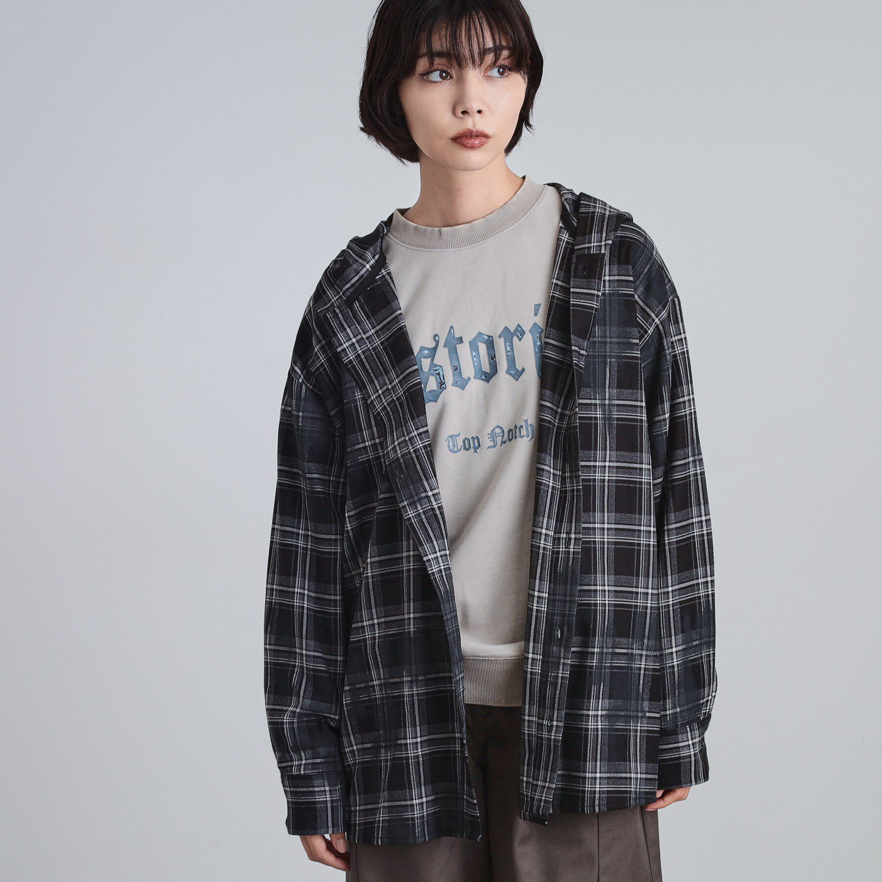 tk.TAKEO KIKUCHI「ヴィンテージフードチェックシャツ」|シャツ・ブラウス|