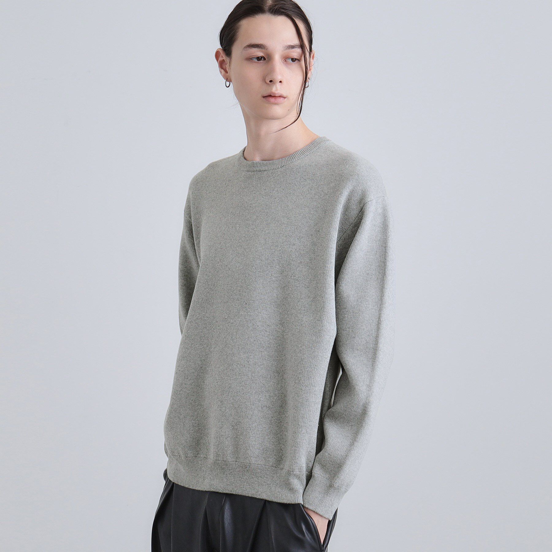 tk.TAKEO KIKUCHI「クルーネックニット」|ニット・セーター|グレー(012)