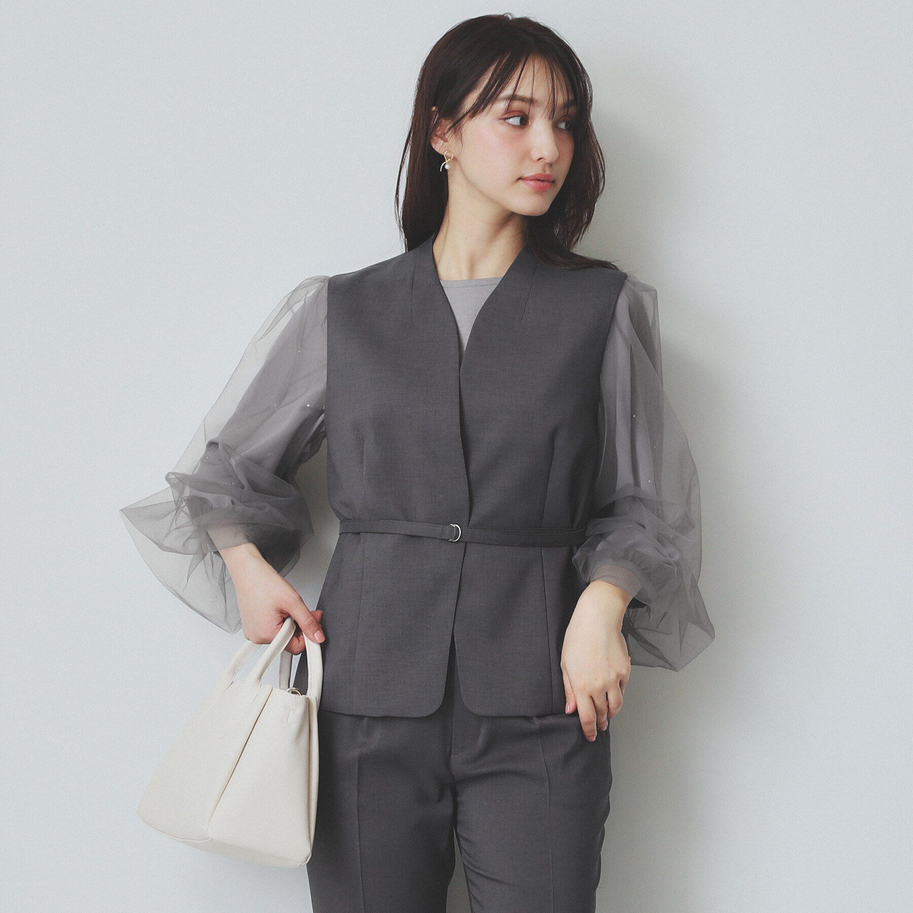 index「ドライタッチストレッチノーカラージレ/セットアップ対応【洗濯機洗い可/イージーアイロン】」|ベスト・ジレ|