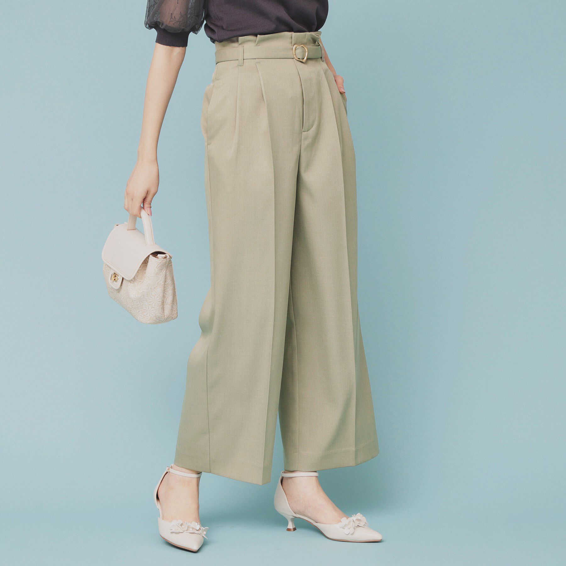 index「ベルト付ストレッチワイドパンツ【防シワ/イージーアイロン/洗濯機洗い可】」|その他|