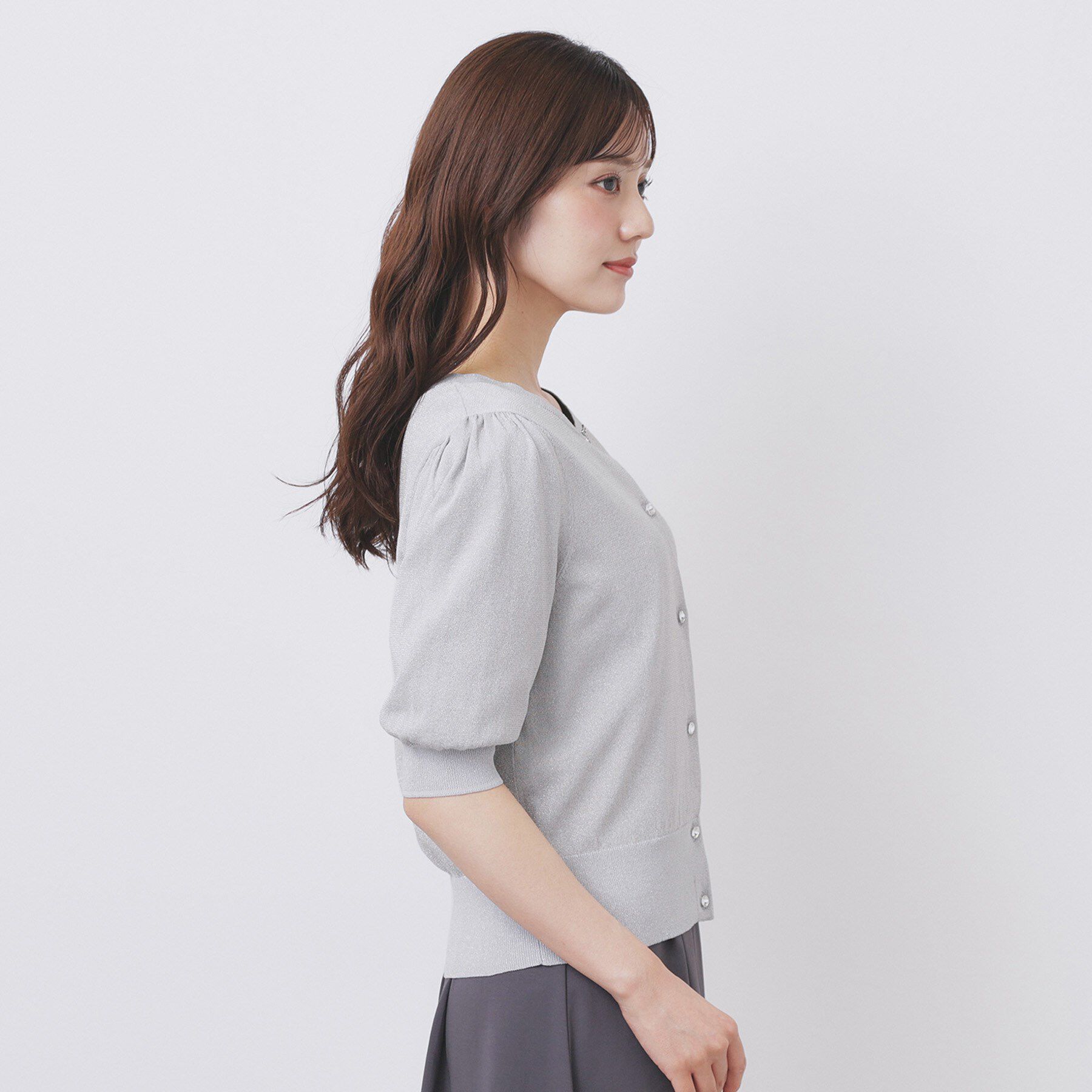 index「クルーネック半袖カーディガン【洗濯機洗い可/抗ピル/UVケア】」|カーディガン|