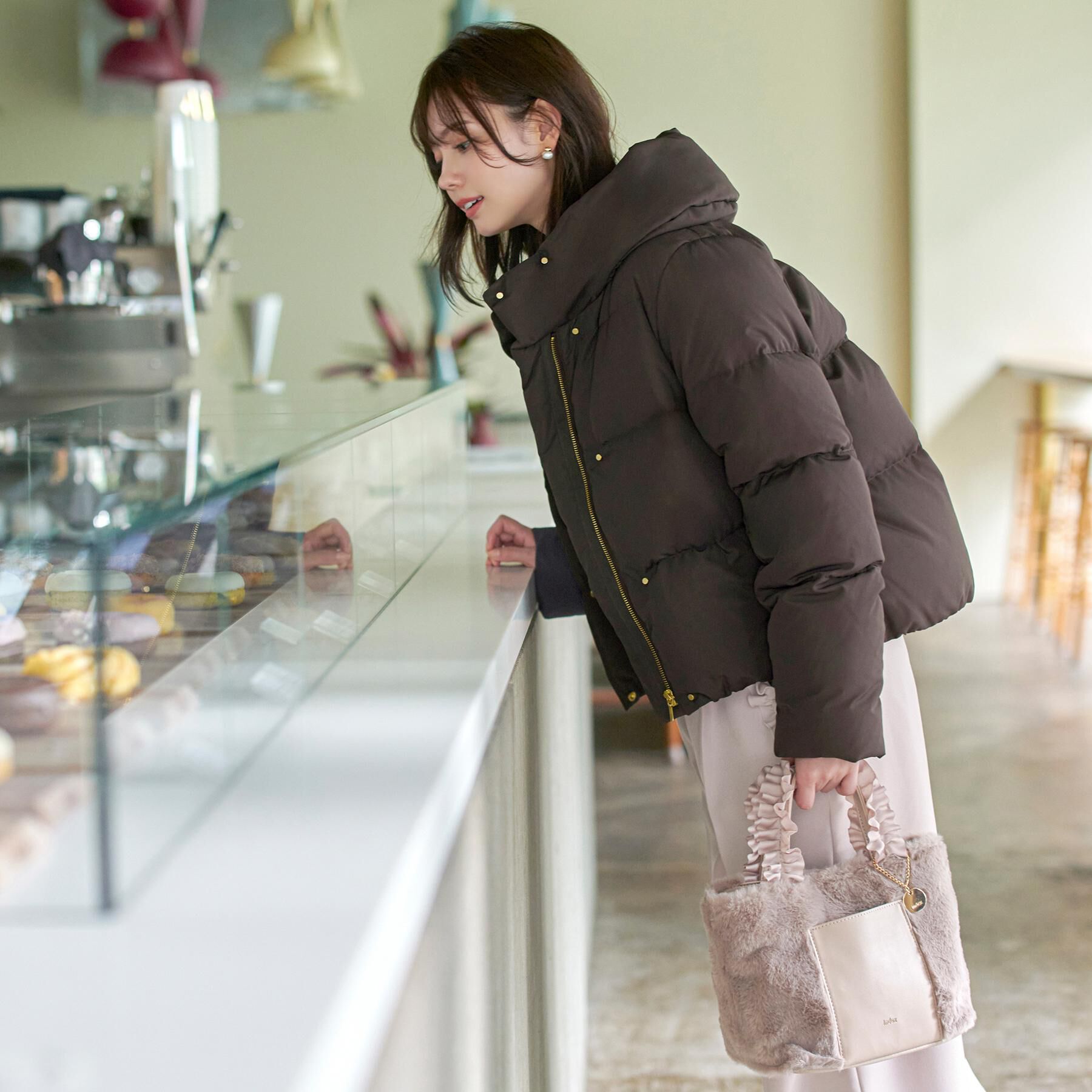 index「フリルハンドル フェイクファーミドルトートバッグ」|トートバッグ|