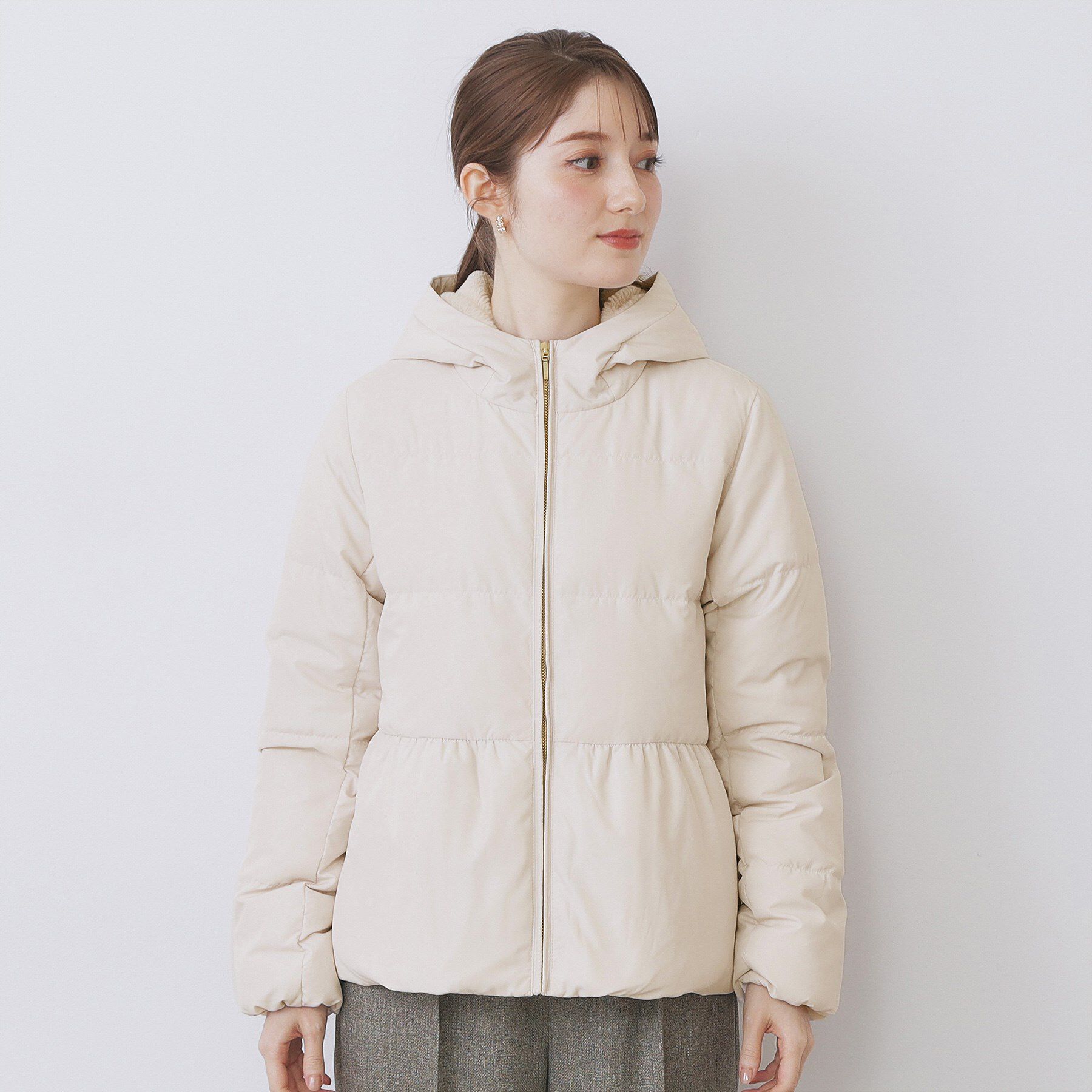 index「KAWADAダウンペプラムショートコート【撥水/洗濯機OK/静電気防止裏地】」|ダウン|