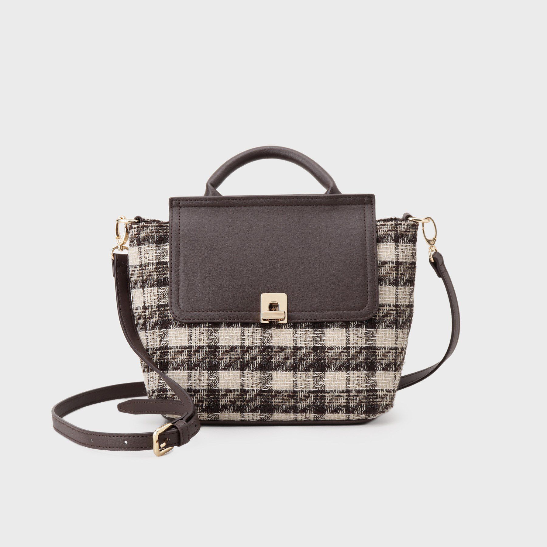 index「【2WAY】ラメツイードチェックコンビミドルハンドバッグ」|ハンドバッグ|