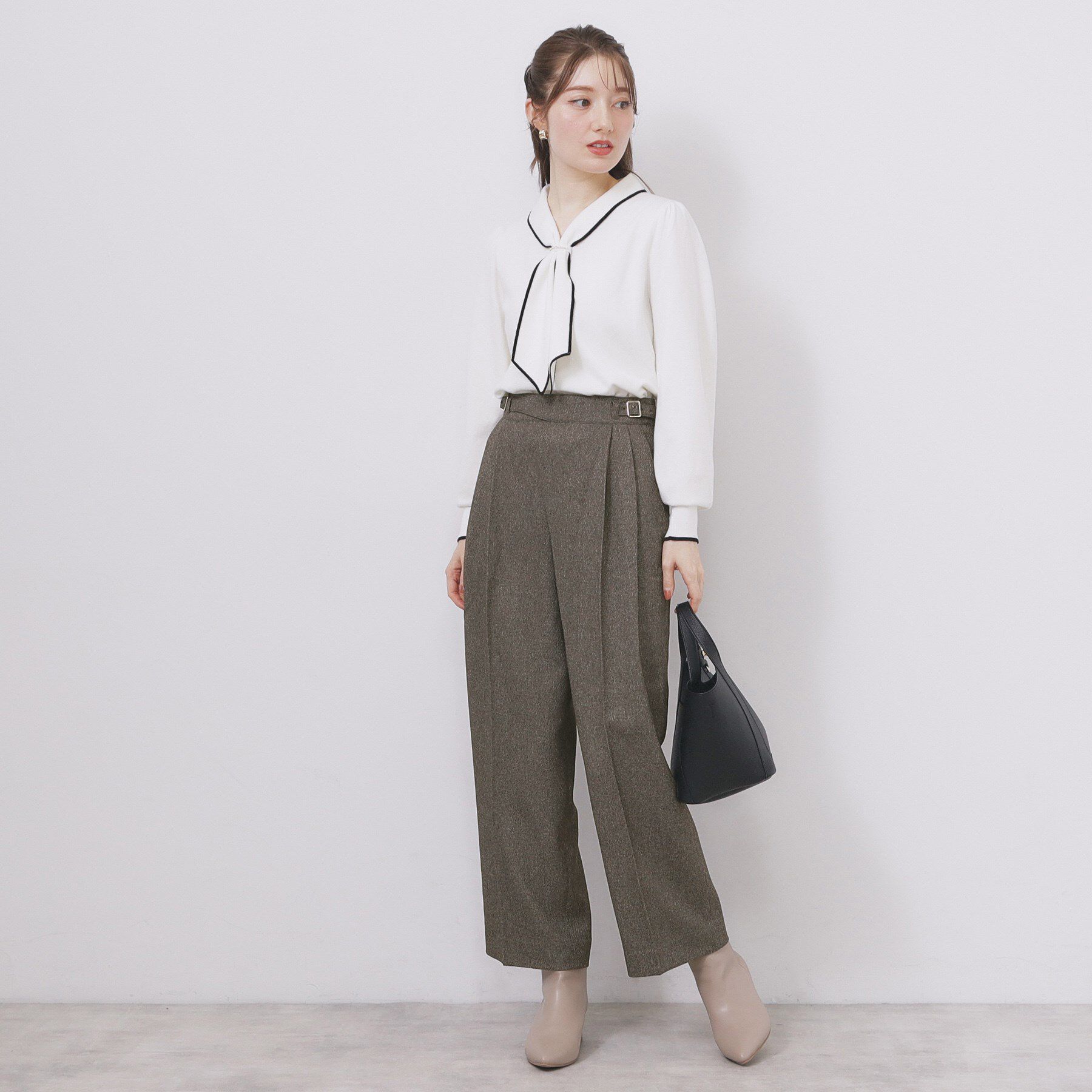 index「カルゼツイードストレッチワイドパンツ【洗濯機OK/防シワ/イージーアイロン/抗ピル】」|その他|