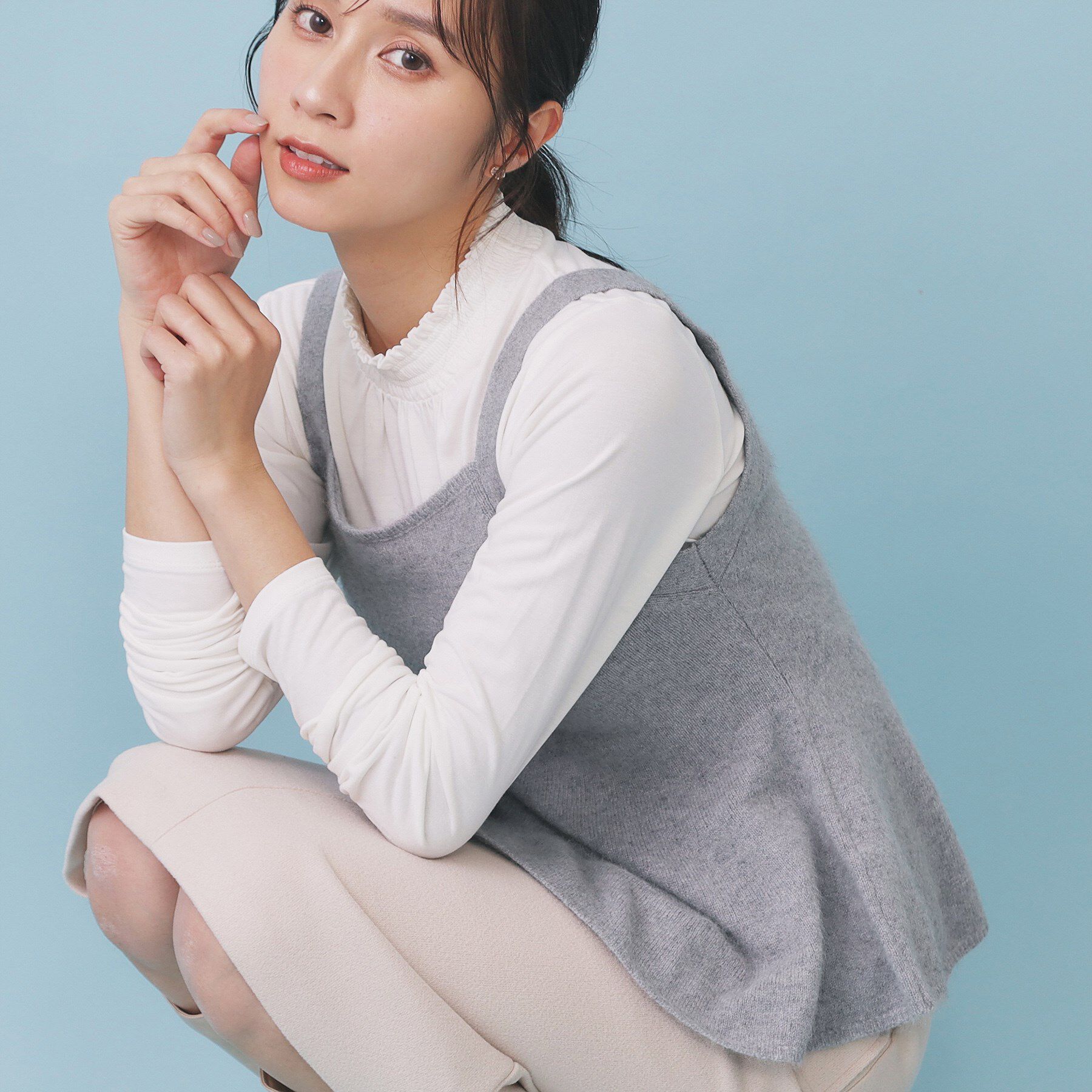 index「ペプラムニットキャミソール/アンサンブル対応【洗える】」|キャミソール|グレー(012)