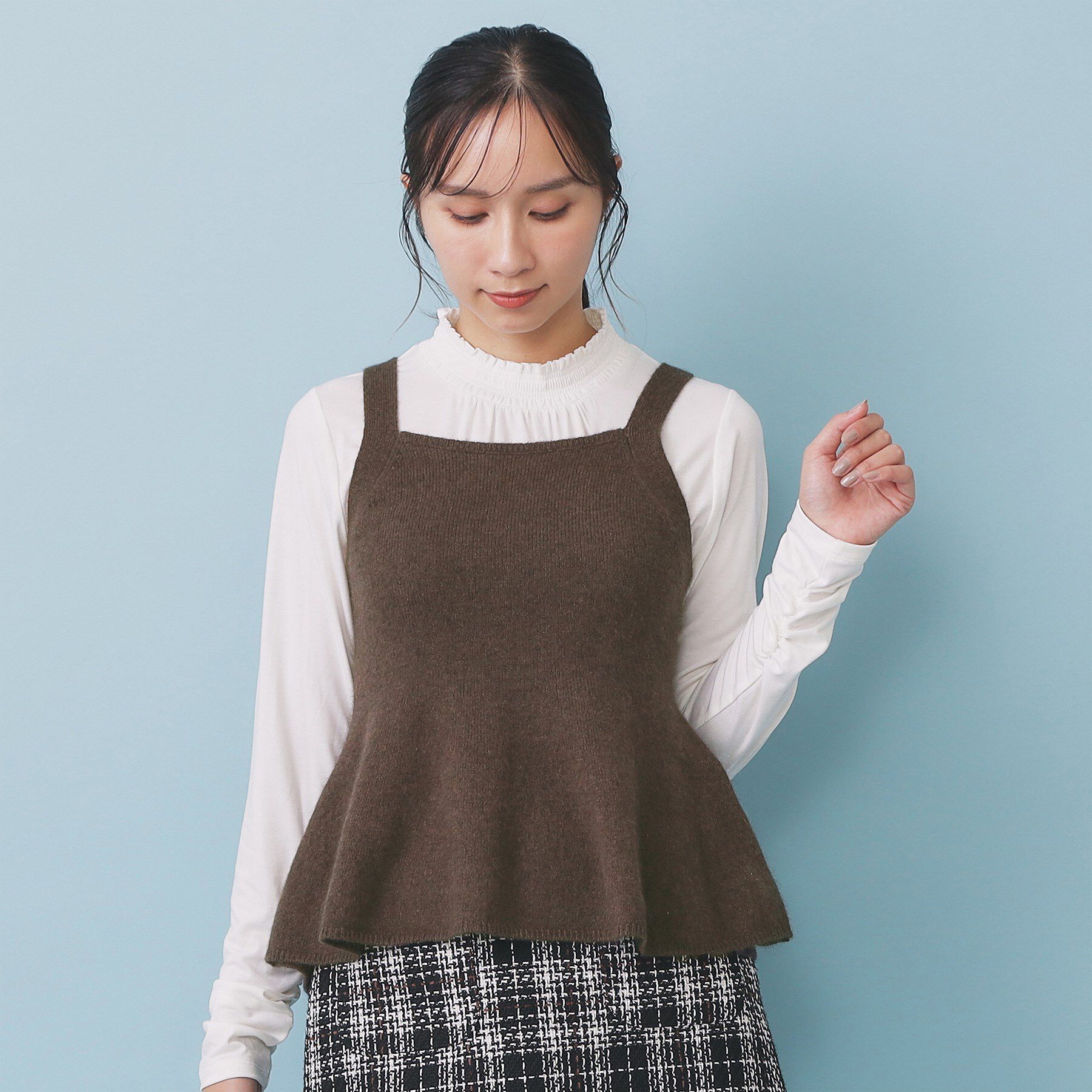 index「ペプラムニットキャミソール/アンサンブル対応【洗える】」|キャミソール|