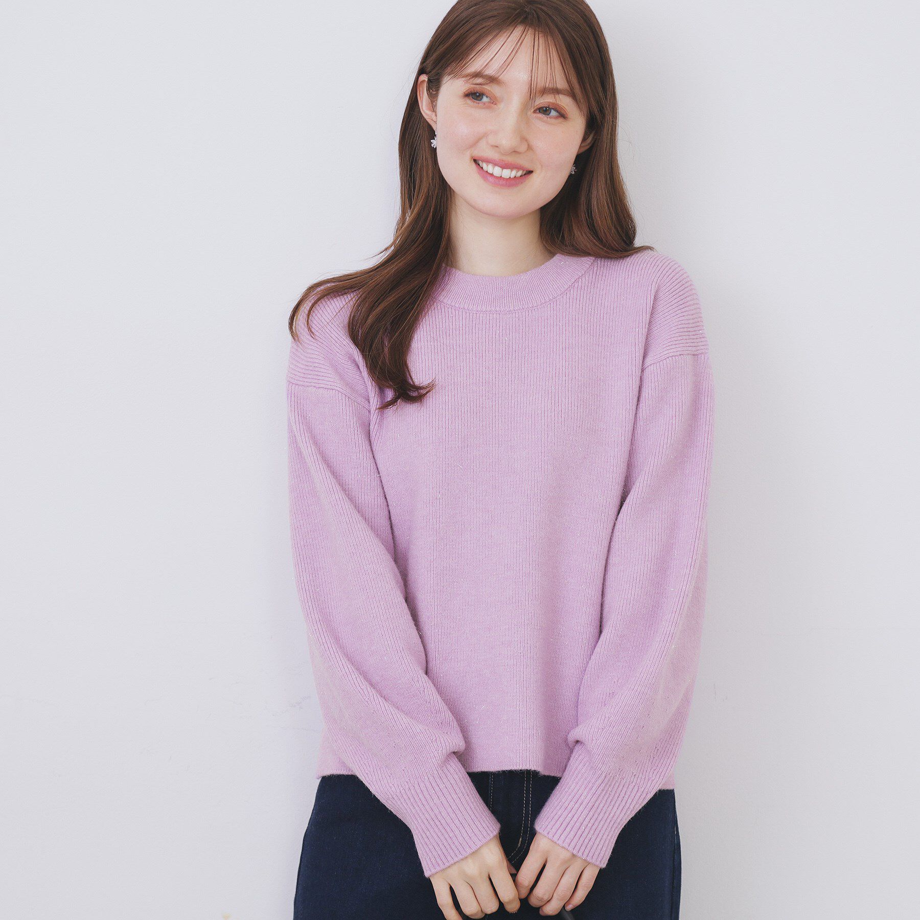 index「モックネックボクシーラメニット【洗濯機OK】《7col》」|ニット・セーター|