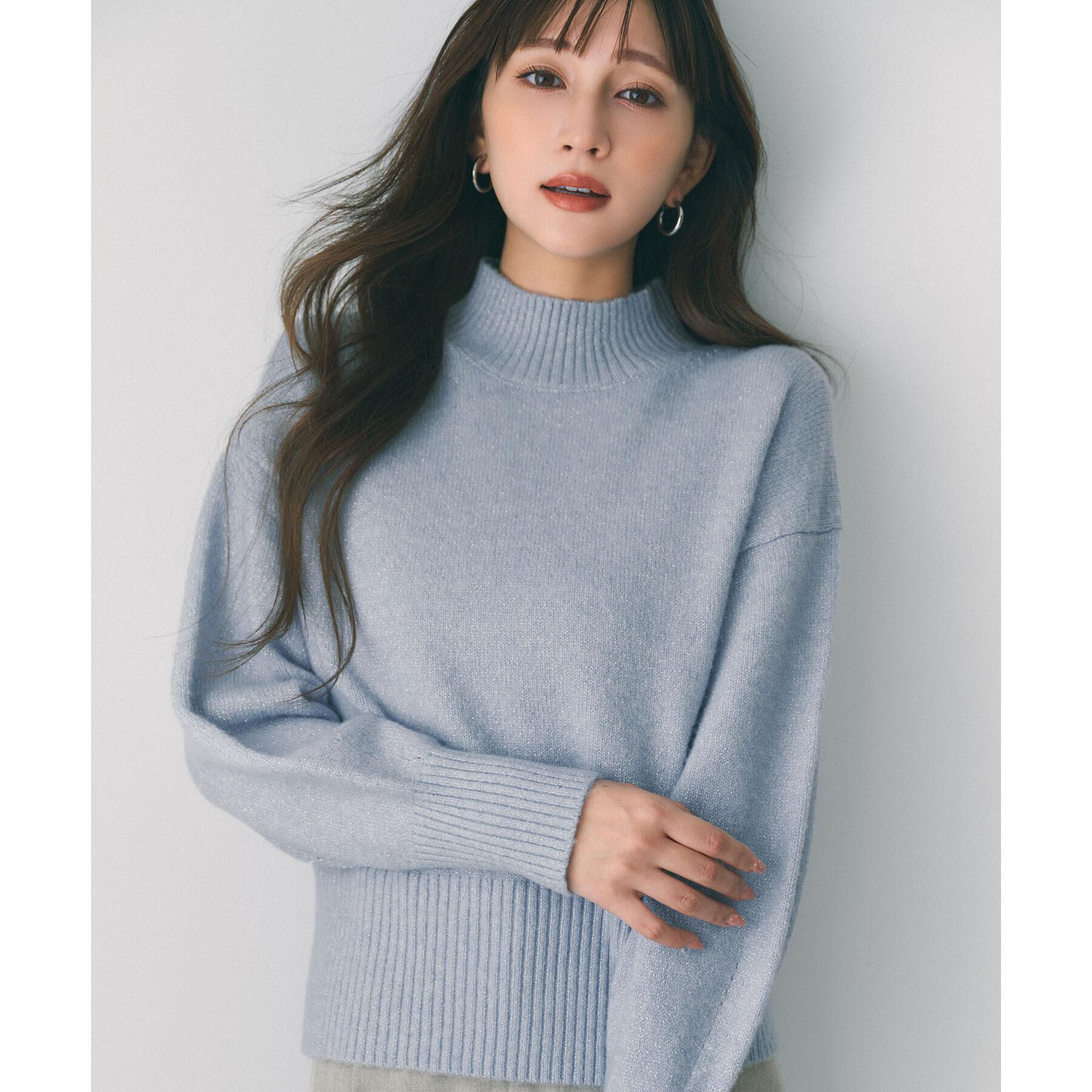 index「選べる2丈 ハイネックカラーミックスラメニット【洗濯機OK】」|ニット・セーター|