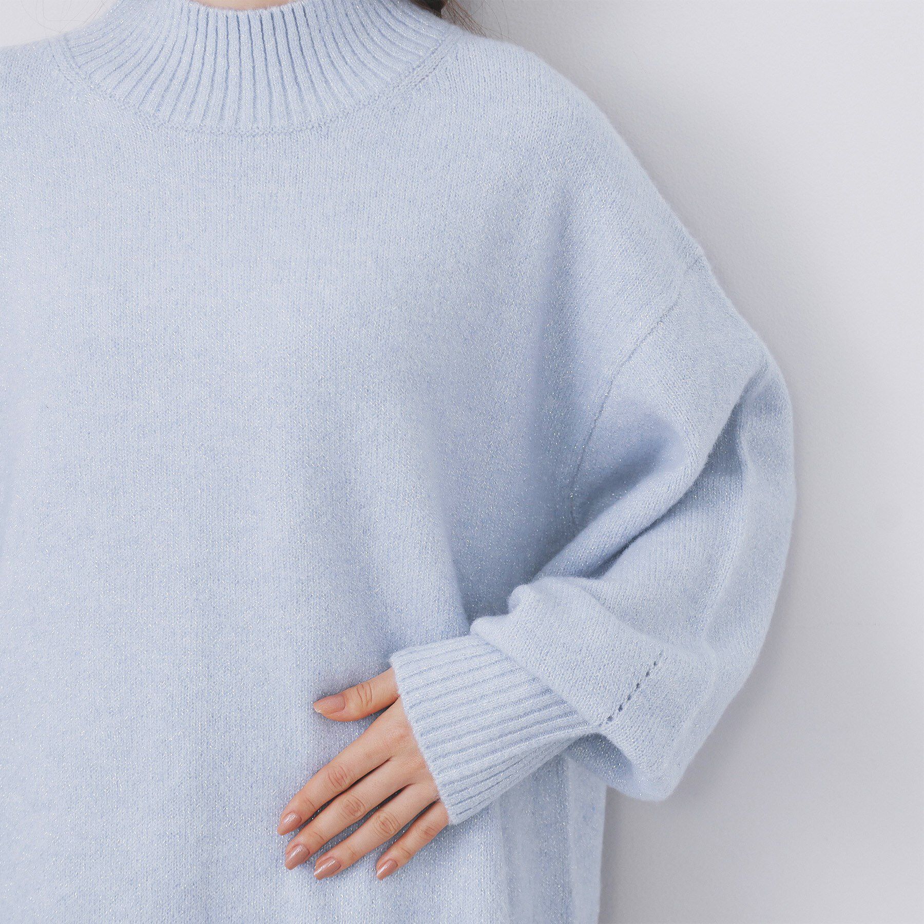 index「選べる2丈 ハイネックカラーミックスラメニット【洗濯機OK】」|ニット・セーター|