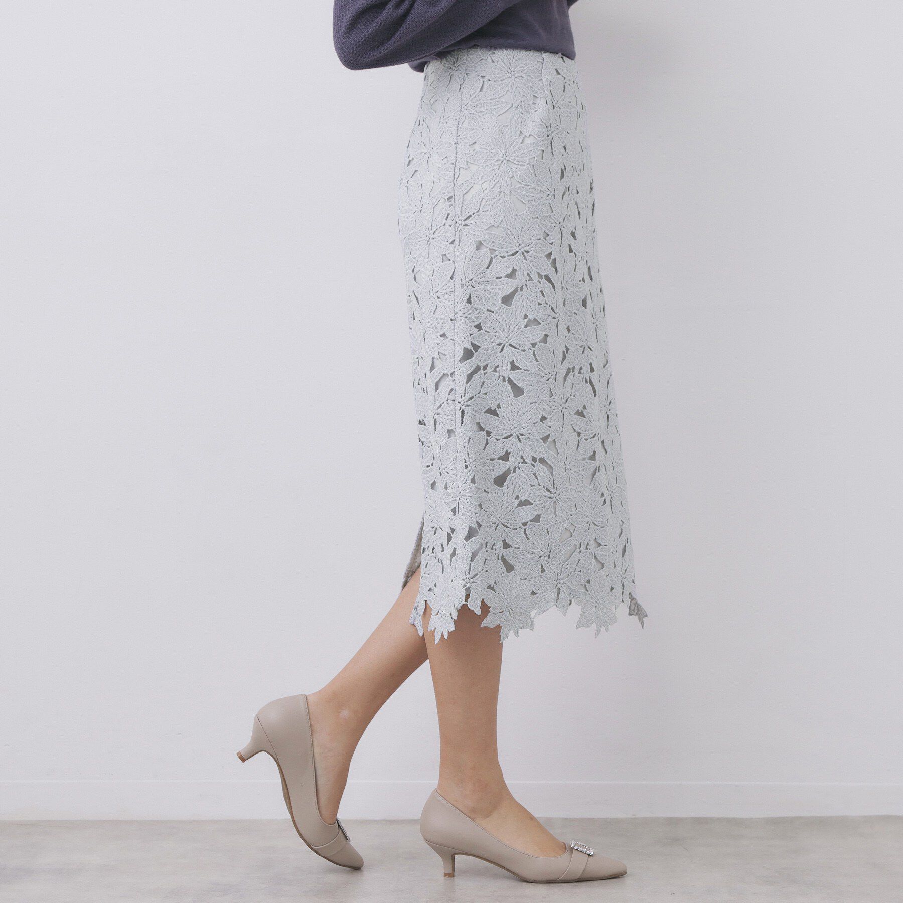 index「フラワーレースタイトスカート【洗濯機OK】」|スカート|