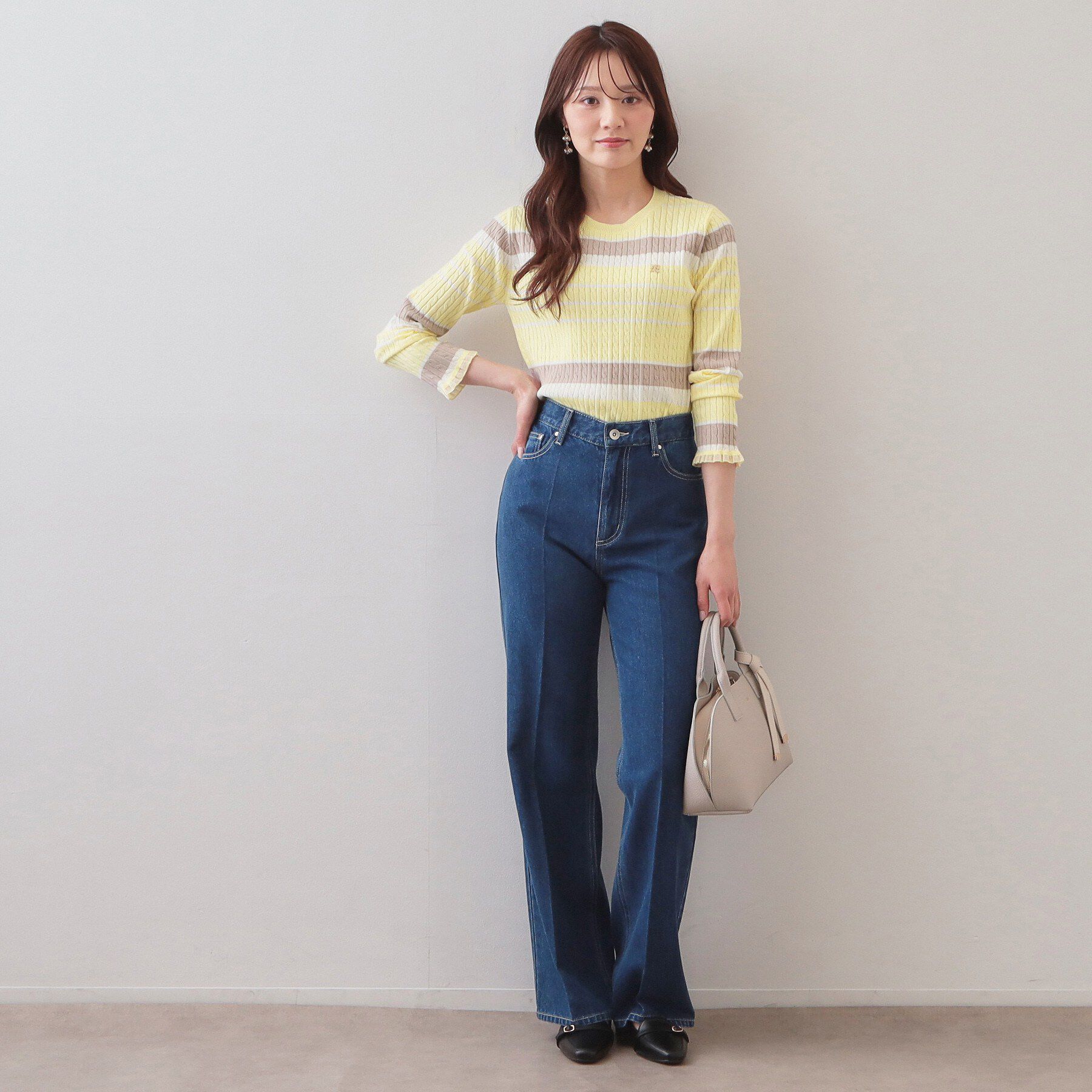 index「ランダムボーダーケーブルニット【洗濯機OK/抗ピル】」|ニット・セーター|