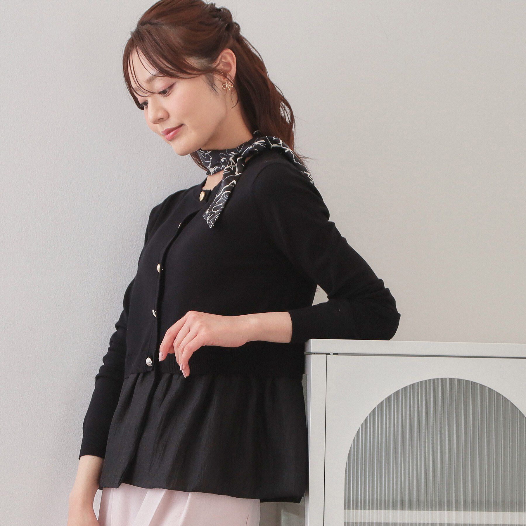 index「ペプラムレイヤード多釦カーディガン【洗濯機OK】」|カーディガン|