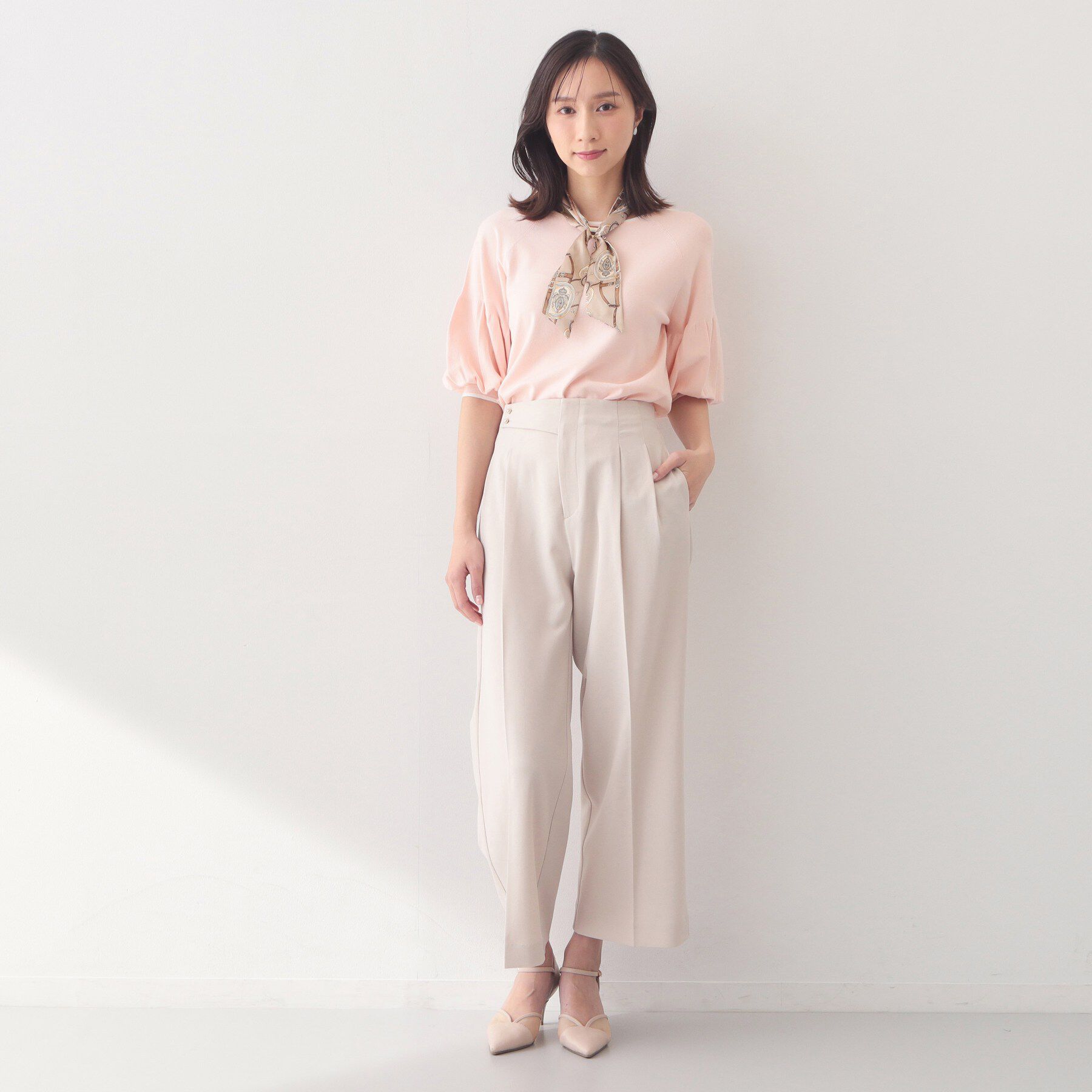 index「バルーン風スリーブバイカラーニット【洗濯機OK】」|ニット・セーター|