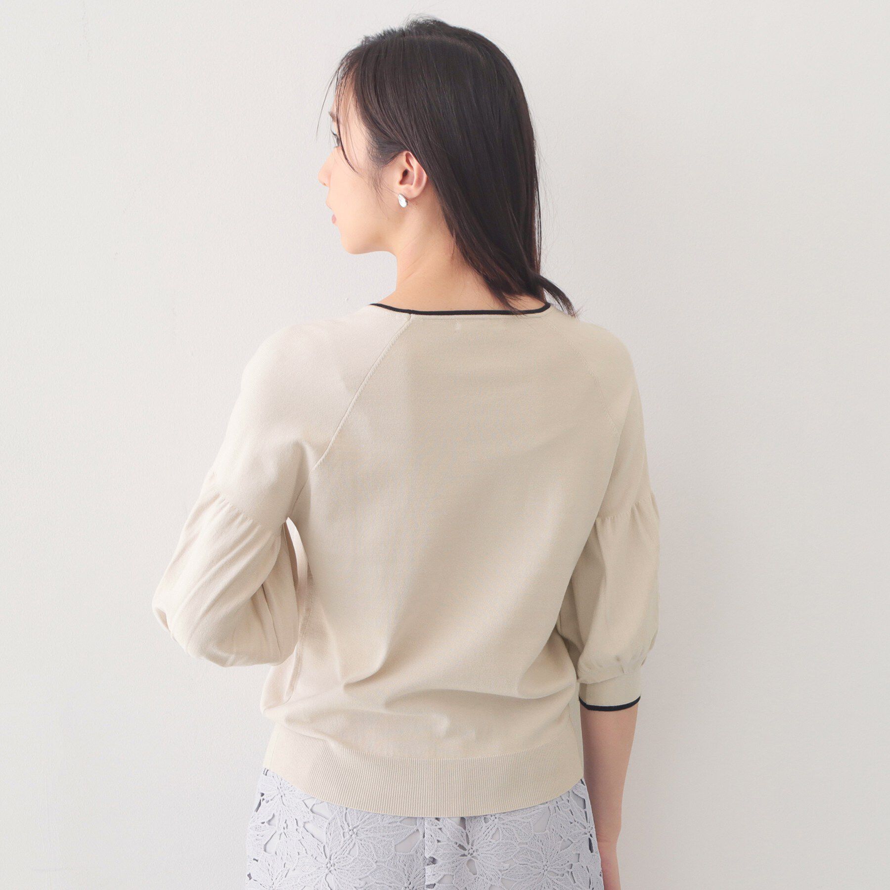 index「バルーン風スリーブバイカラーニット【洗濯機OK】」|ニット・セーター|