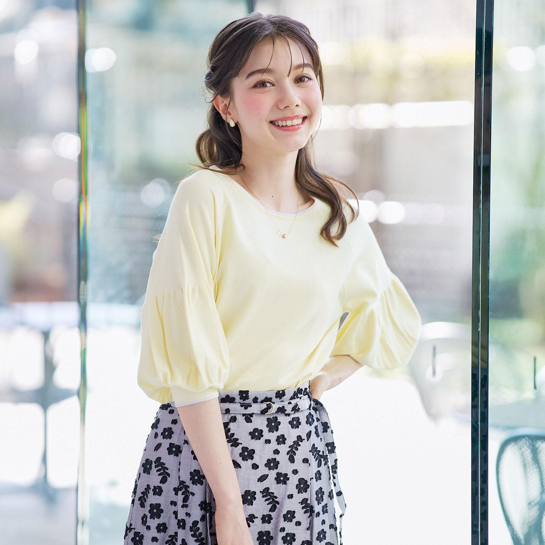 index「バルーン風スリーブバイカラーニット【洗濯機OK】」|ニット・セーター|