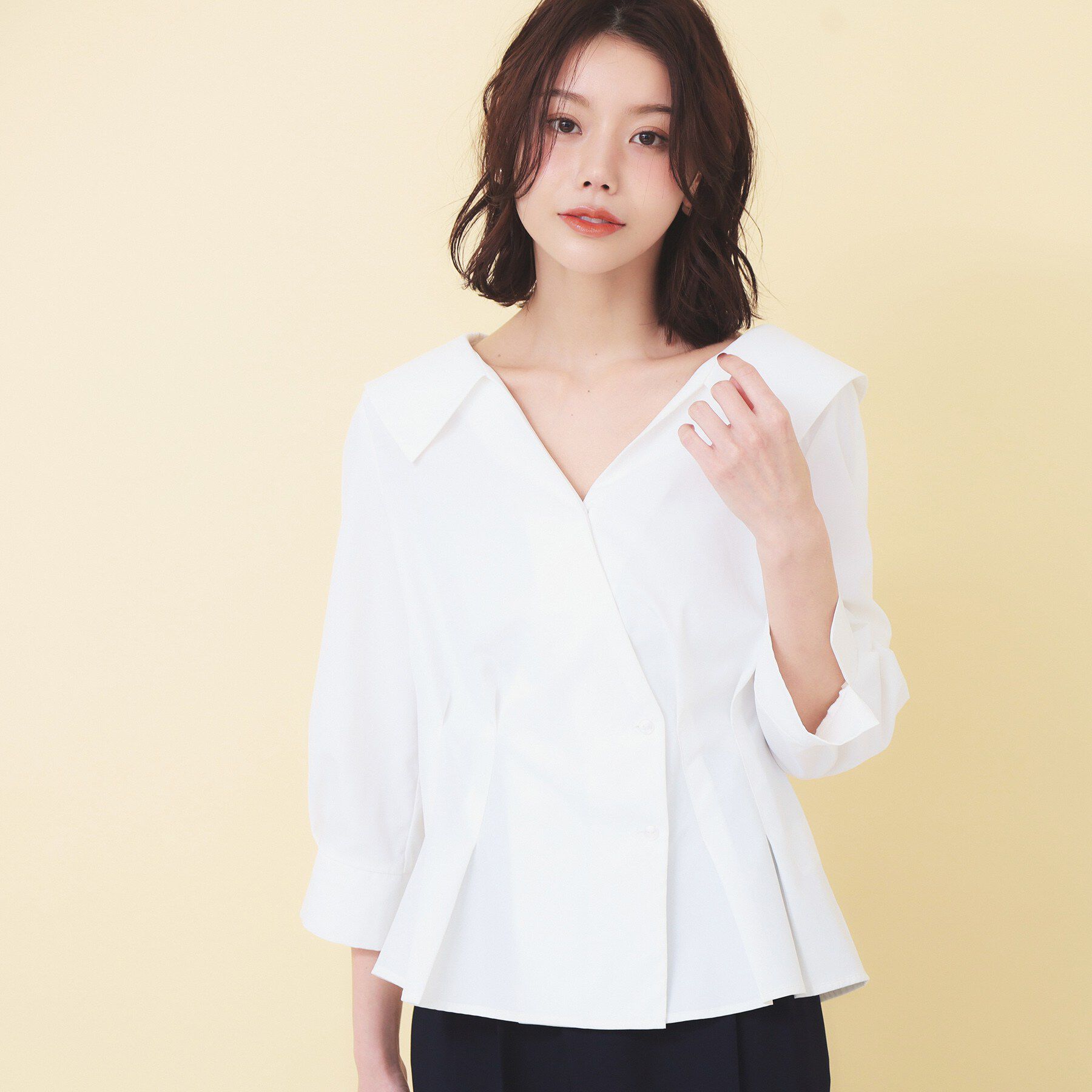 index「カシュクールタックシャツ【洗濯機OK/ストレッチ】」|シャツ・ブラウス|