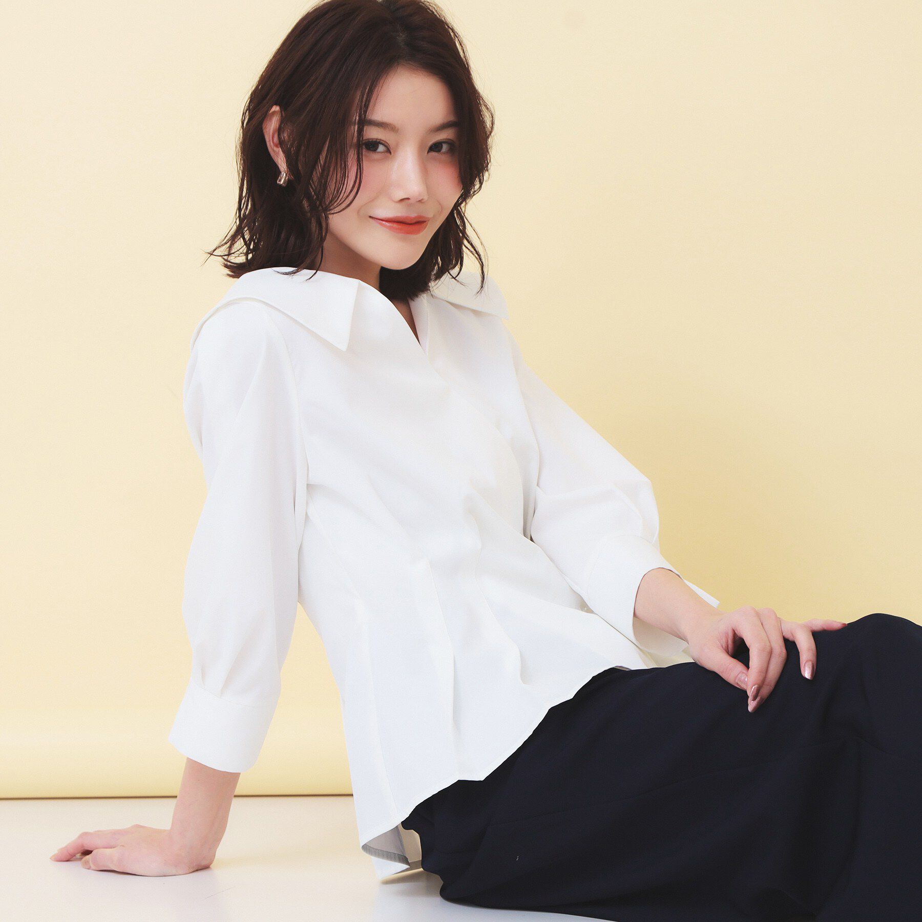 index「カシュクールタックシャツ【洗濯機OK/ストレッチ】」|シャツ・ブラウス|