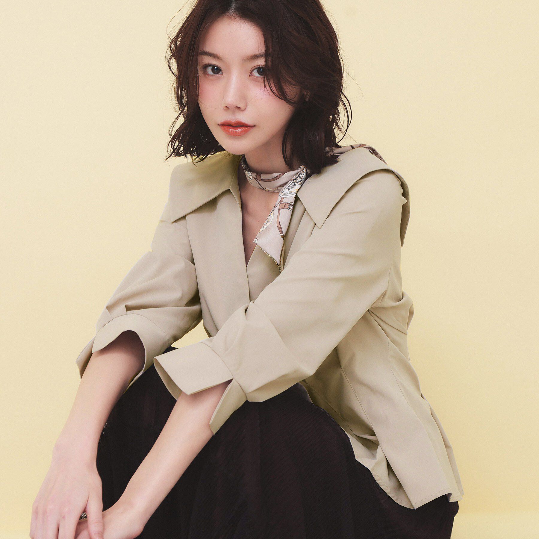 index「カシュクールタックシャツ【洗濯機OK/ストレッチ】」|シャツ・ブラウス|ベージュ(052)