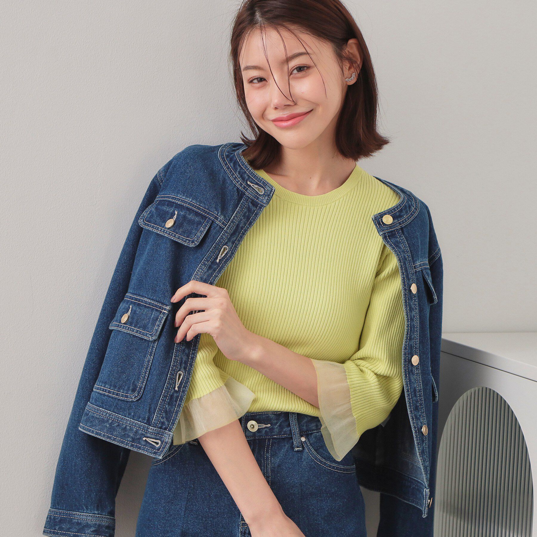 index「リブシアーフレアスリーブニット/オーガニックコットン【洗える/UVケア】」|ニット・セーター|