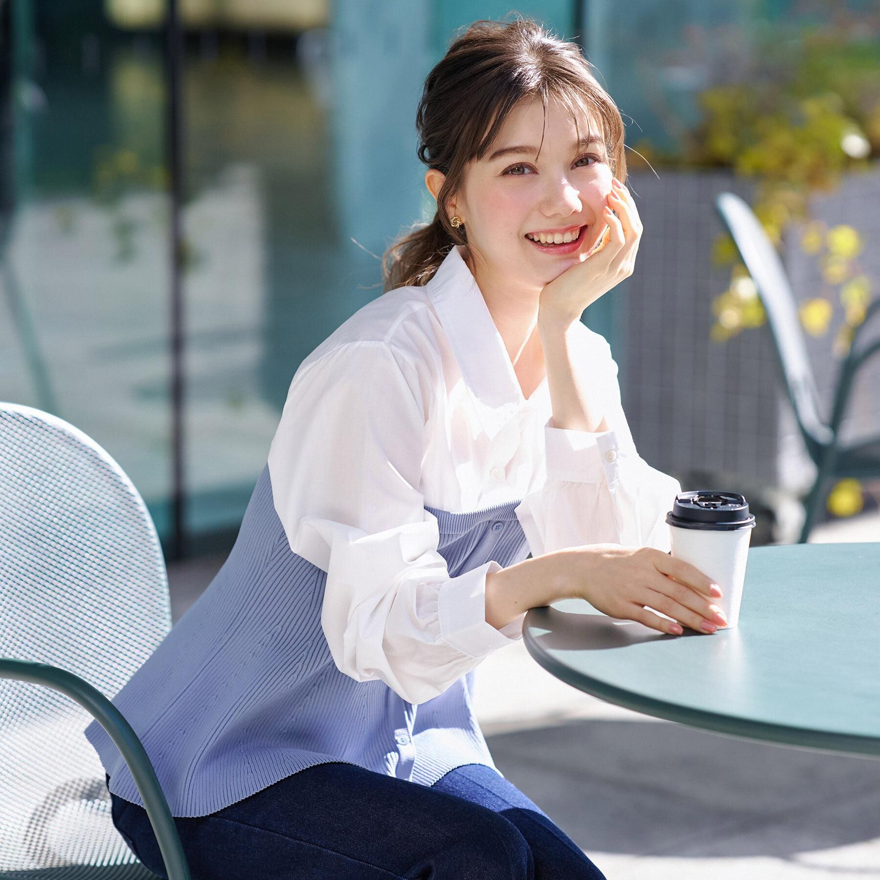 index「シャツドッキングペプラムニット【洗濯機OK】」|ニット・セーター|