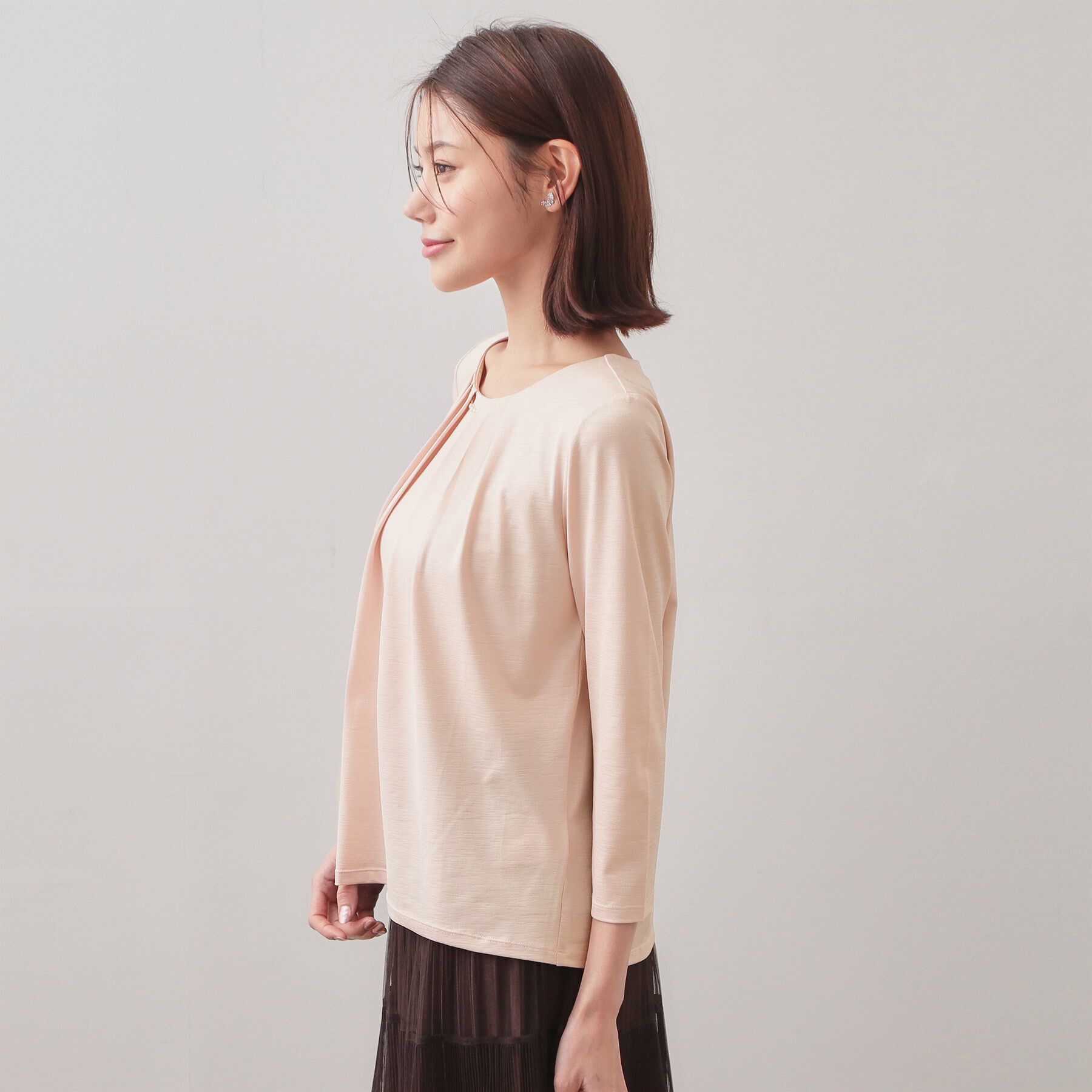 index「タックビジュー7分袖トップス【洗濯機可】」|Tシャツ・カットソー|