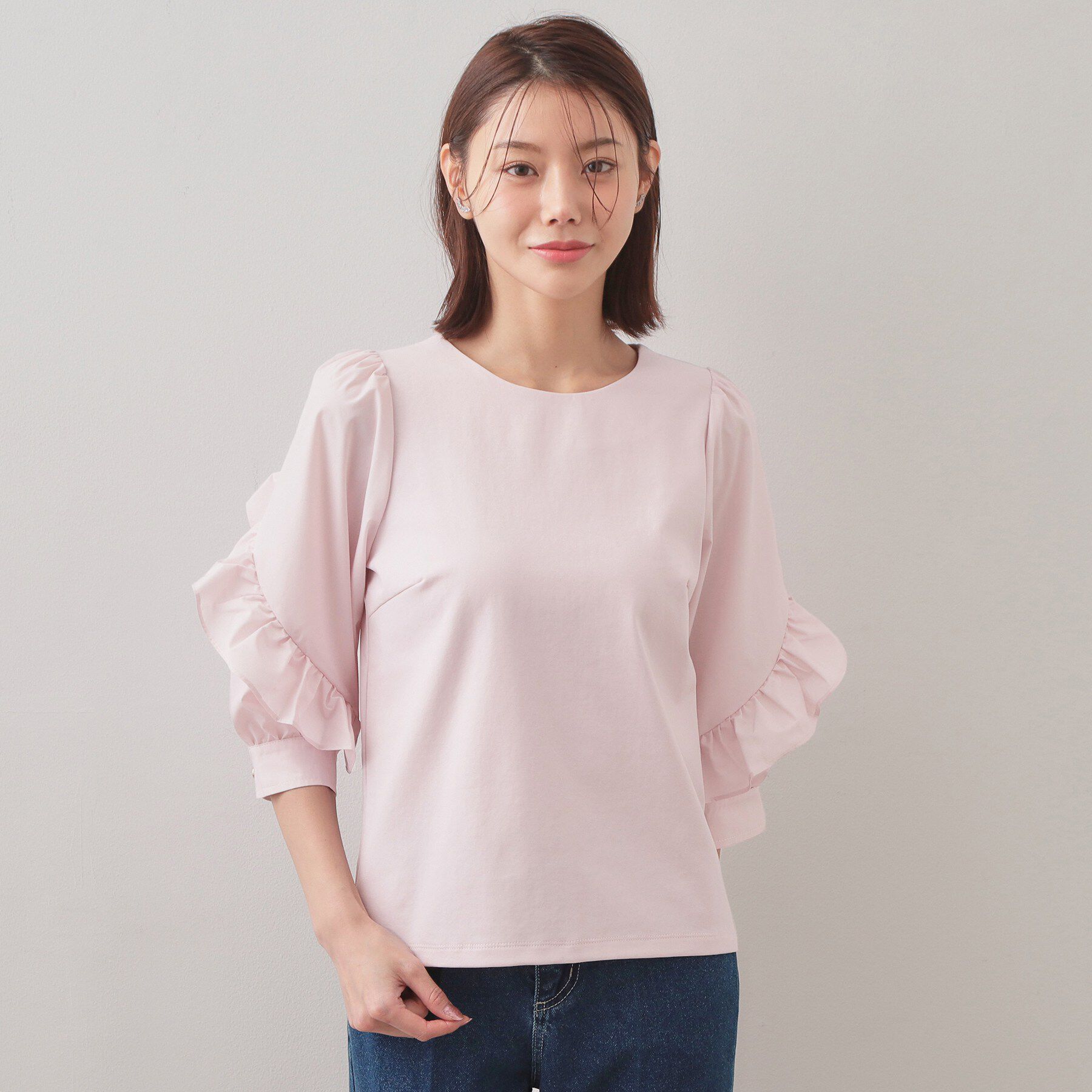 index「フリルスリーブドッキングポンチトップス【洗濯機OK】」|Tシャツ・カットソー|