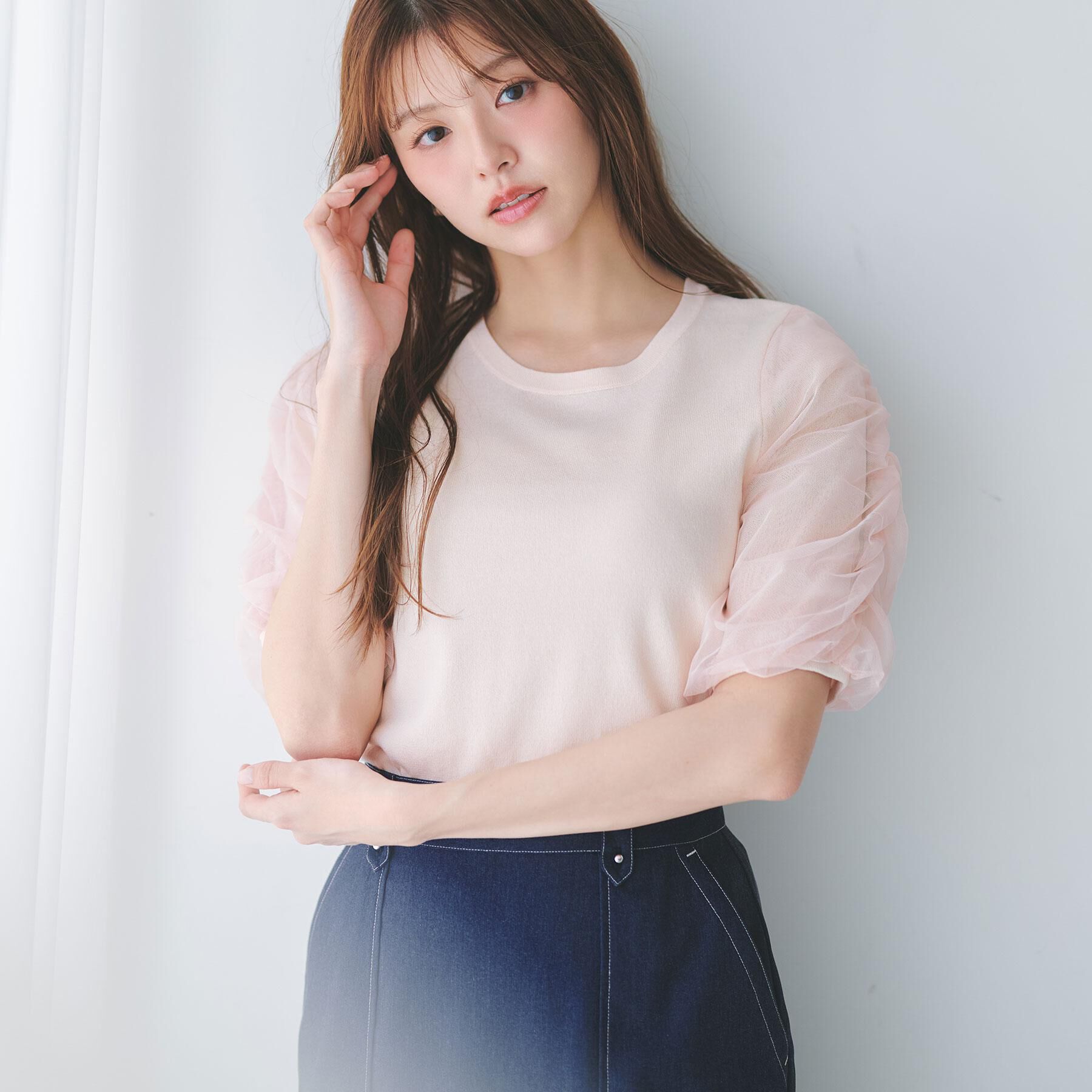 index「ギャザーチュールスリーブニット【洗濯機OK/抗ピル】」|ニット・セーター|