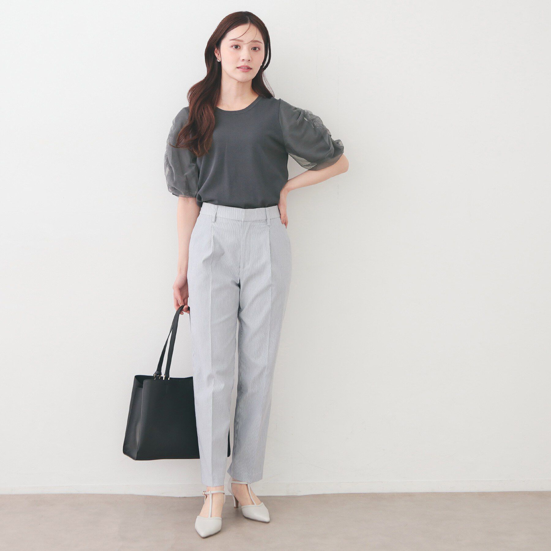 index「ギャザーチュールスリーブニット【洗濯機OK/抗ピル】」|ニット・セーター|