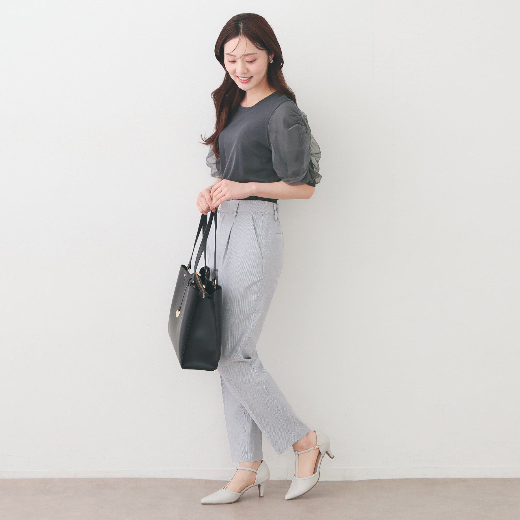 index「ギャザーチュールスリーブニット【洗濯機OK/抗ピル】」|ニット・セーター|