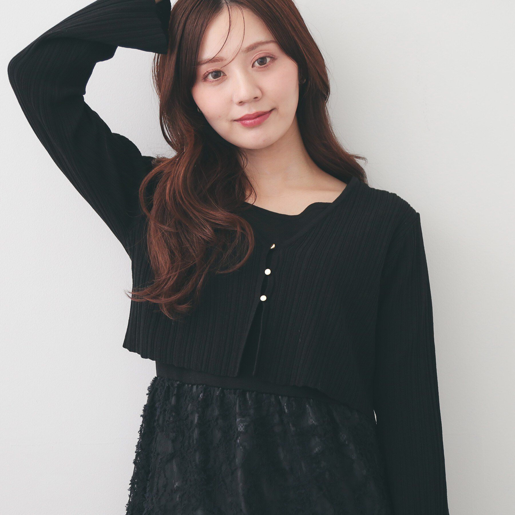 index「《ツインセット》カーディガン&times;ニットドッキングワンピース【洗濯機OK】」|スーツ|