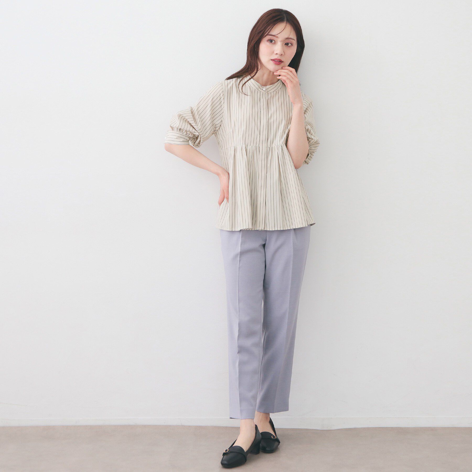 index「2WAYペプラムブラウス/ボウタイ取り外し可【洗濯機OK/イージーアイロン/防シワ】《XS～LL/8」|シャツ・ブラウス|