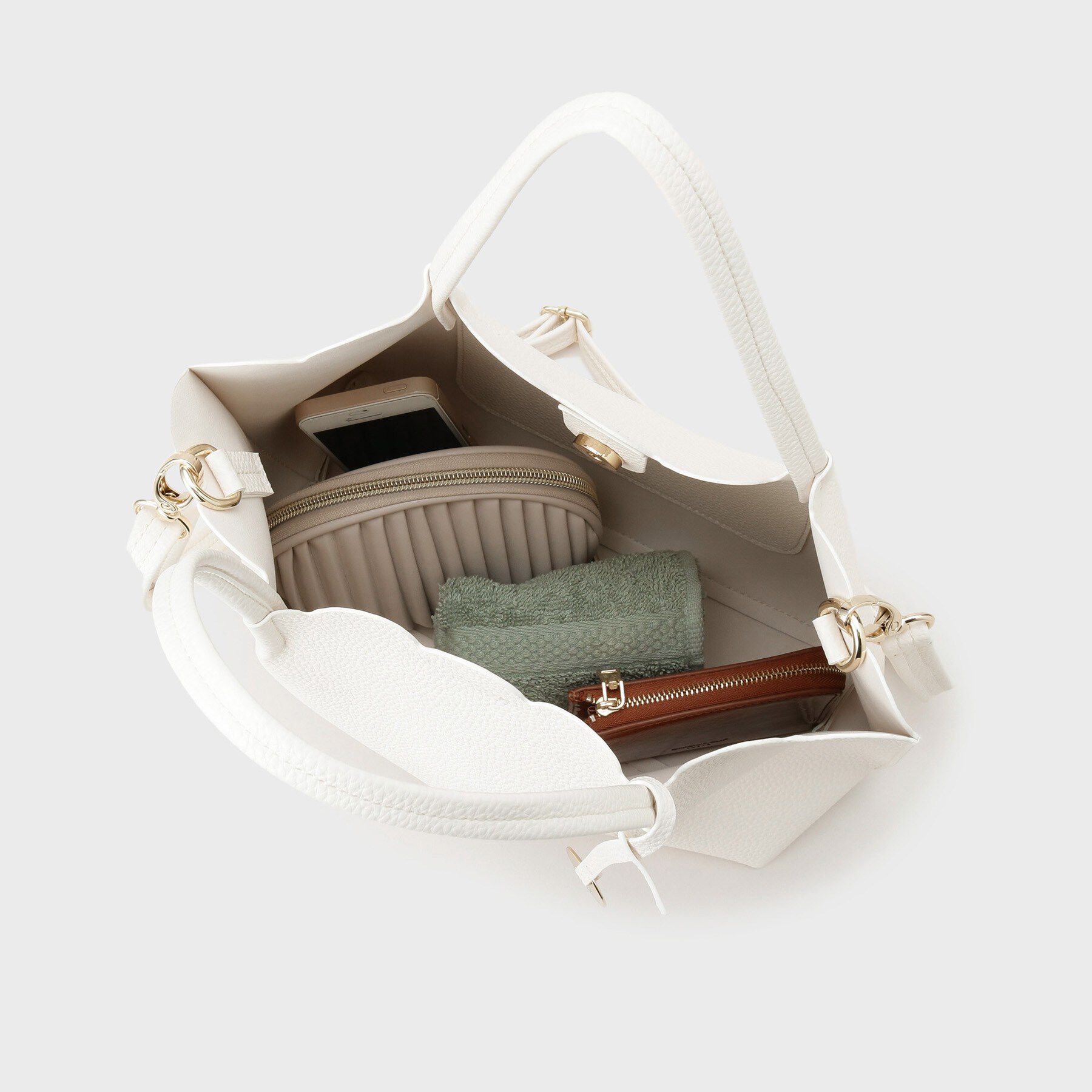 index「【2WAY】軽量合皮スカラップデザインミドルトートバッグ」|トートバッグ|