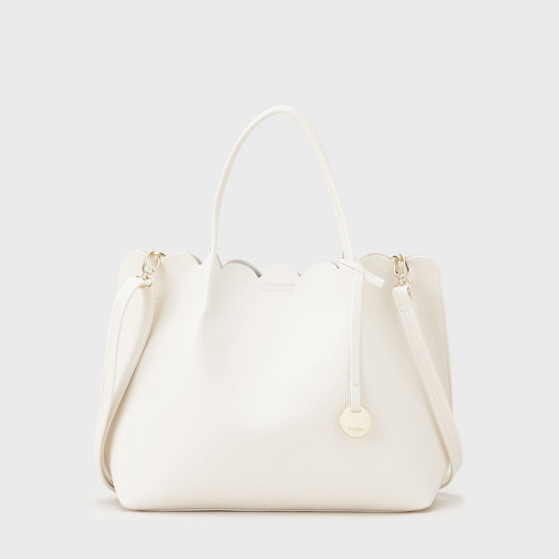 index「【2WAY】軽量合皮スカラップデザインミドルトートバッグ」|トートバッグ|