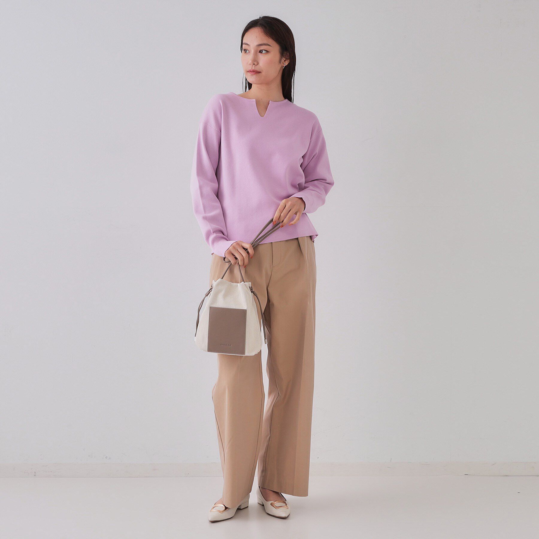 OPAQUE.CLIP「キーネックニット/オーガニックコツトン混【UV/洗濯機洗い可】」|ニット・セーター|