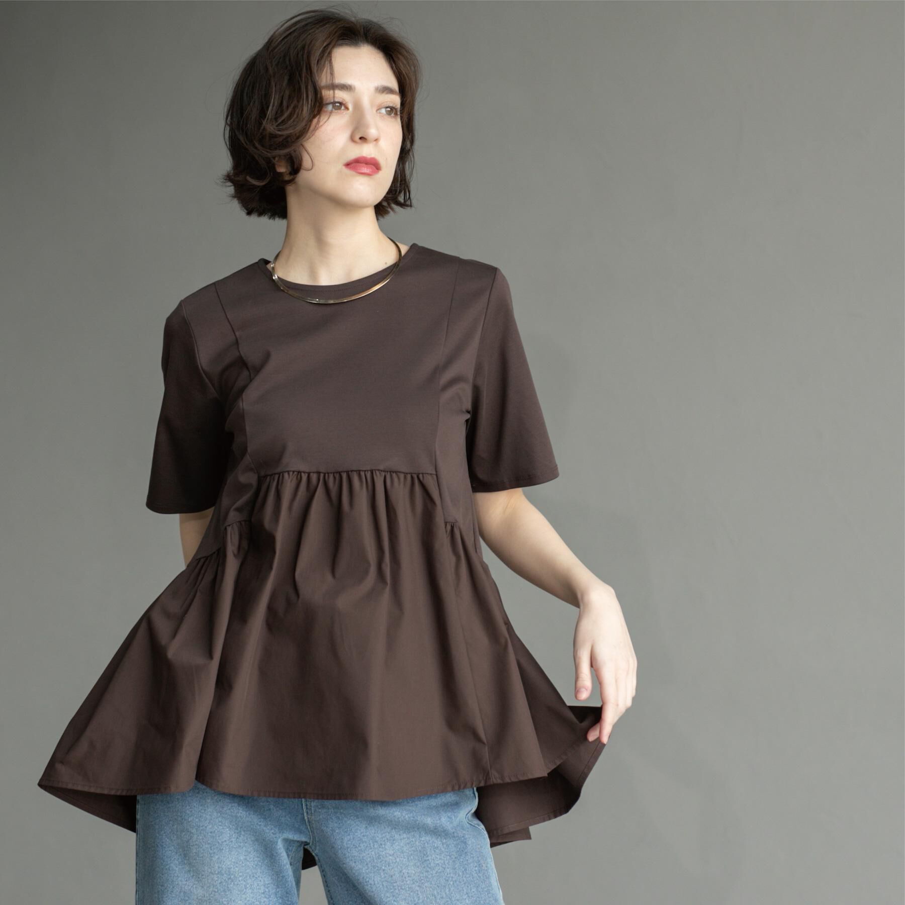 OPAQUE.CLIP「ペプラムドッキングカットソー【洗濯機洗い可】」|Tシャツ・カットソー|