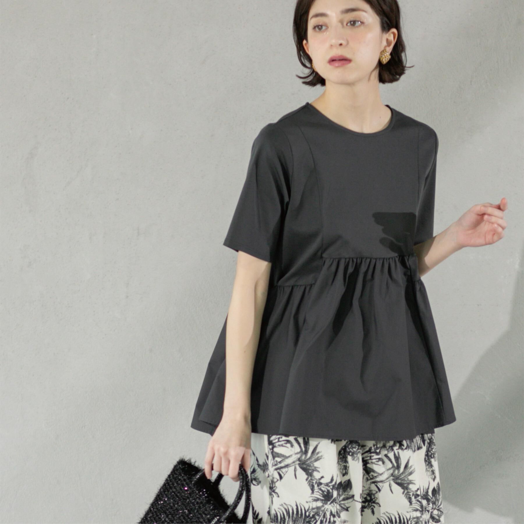 OPAQUE.CLIP「ペプラムドッキングカットソー【洗濯機洗い可】」|Tシャツ・カットソー|