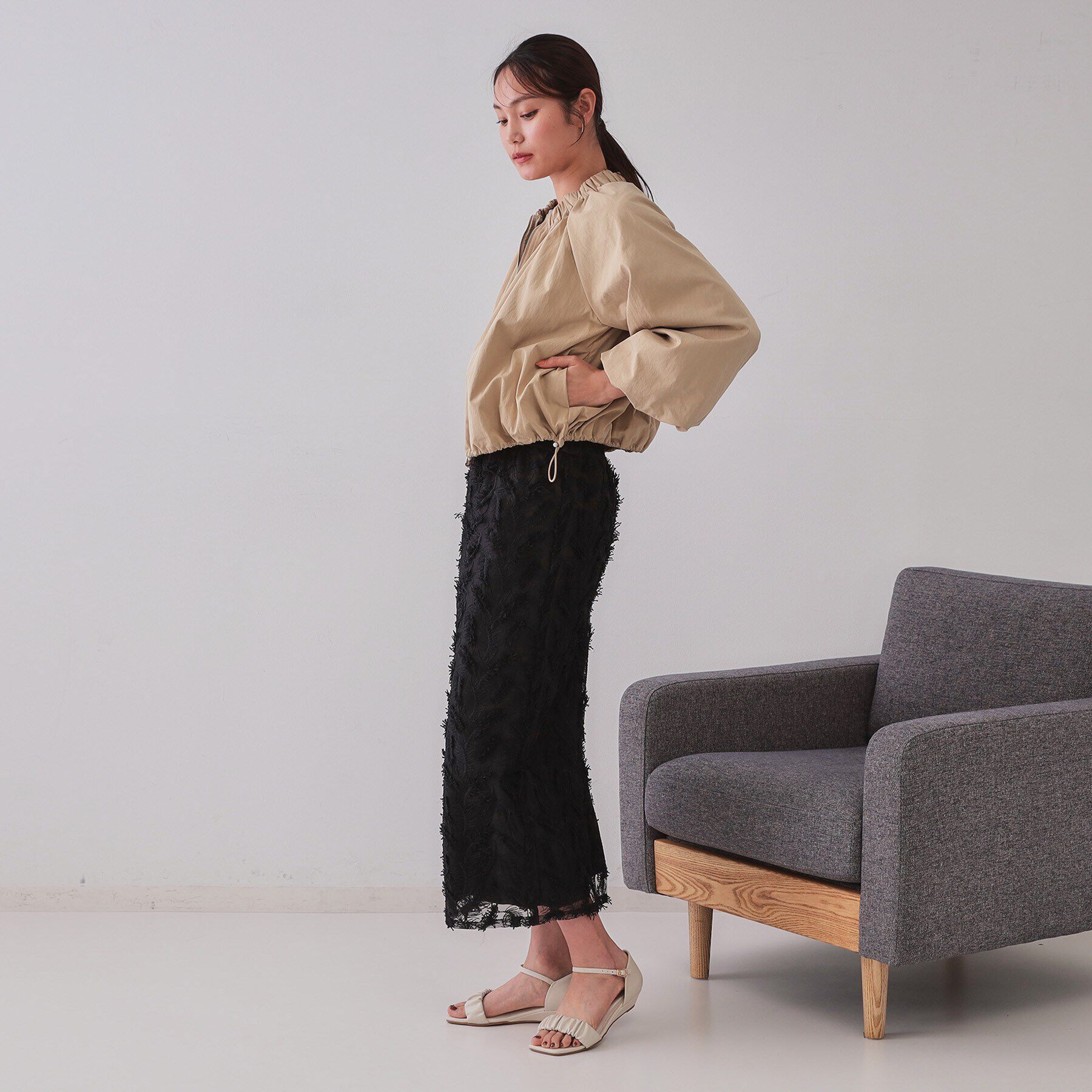 OPAQUE.CLIP「バルーンスリーブZIPブルゾン【洗濯洗い可】」|ブルゾン・スタジャン|