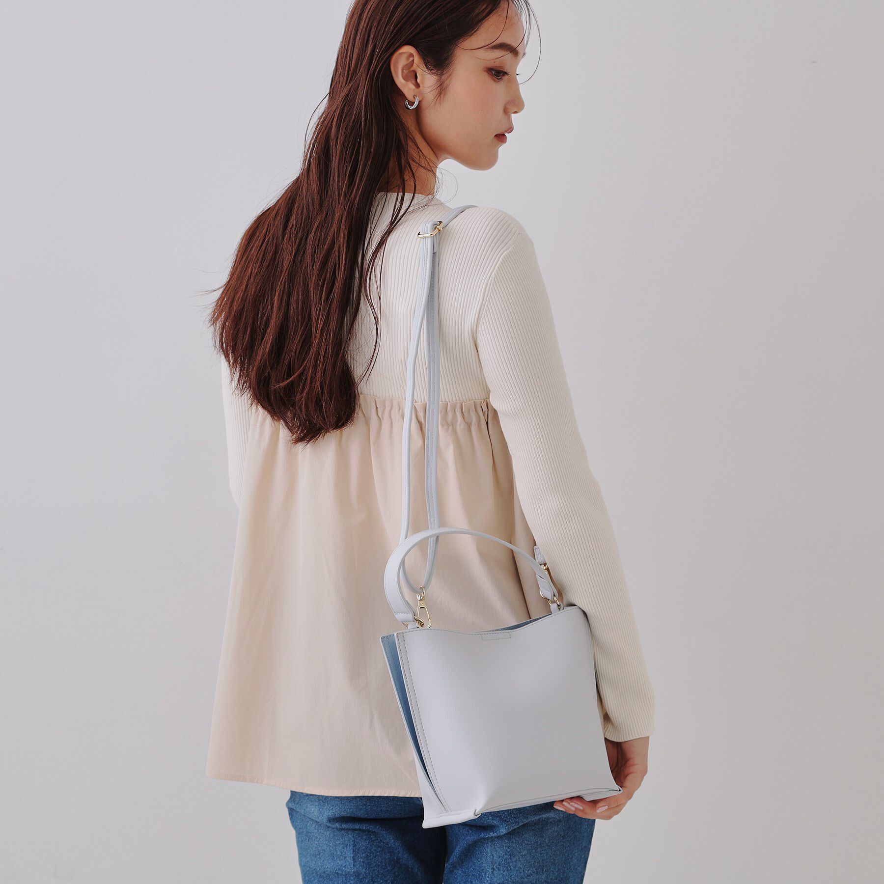 OPAQUE.CLIP「【2WAY】バイカラーワンハンドルミニショルダーバッグ」|ショルダー・メッセンジャー|ライトグレー(511