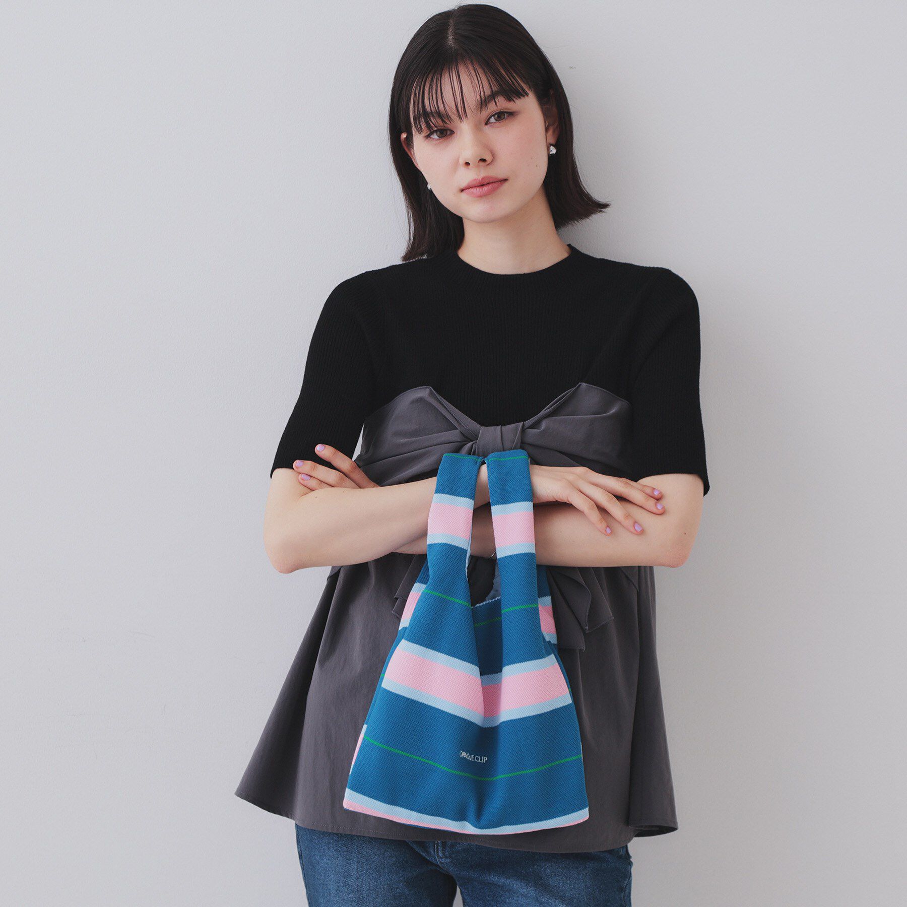 OPAQUE.CLIP「【2WAY】マルチボーダーハンドバッグ」|ハンドバッグ|