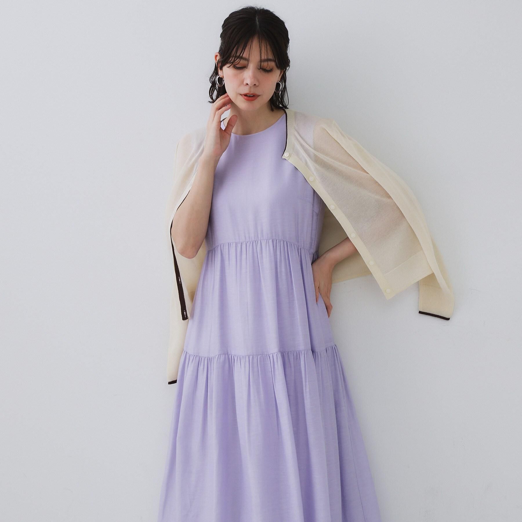 OPAQUE.CLIP「麻混シアーギャザーティアードワンピース【洗濯機洗い可】」|ワンピース|