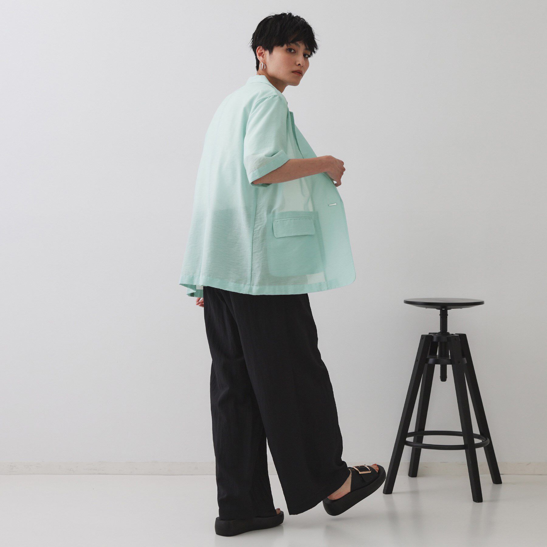 OPAQUE.CLIP「シアーハーフスリーブテーラードジャケット【洗える】」|テーラードジャケット|